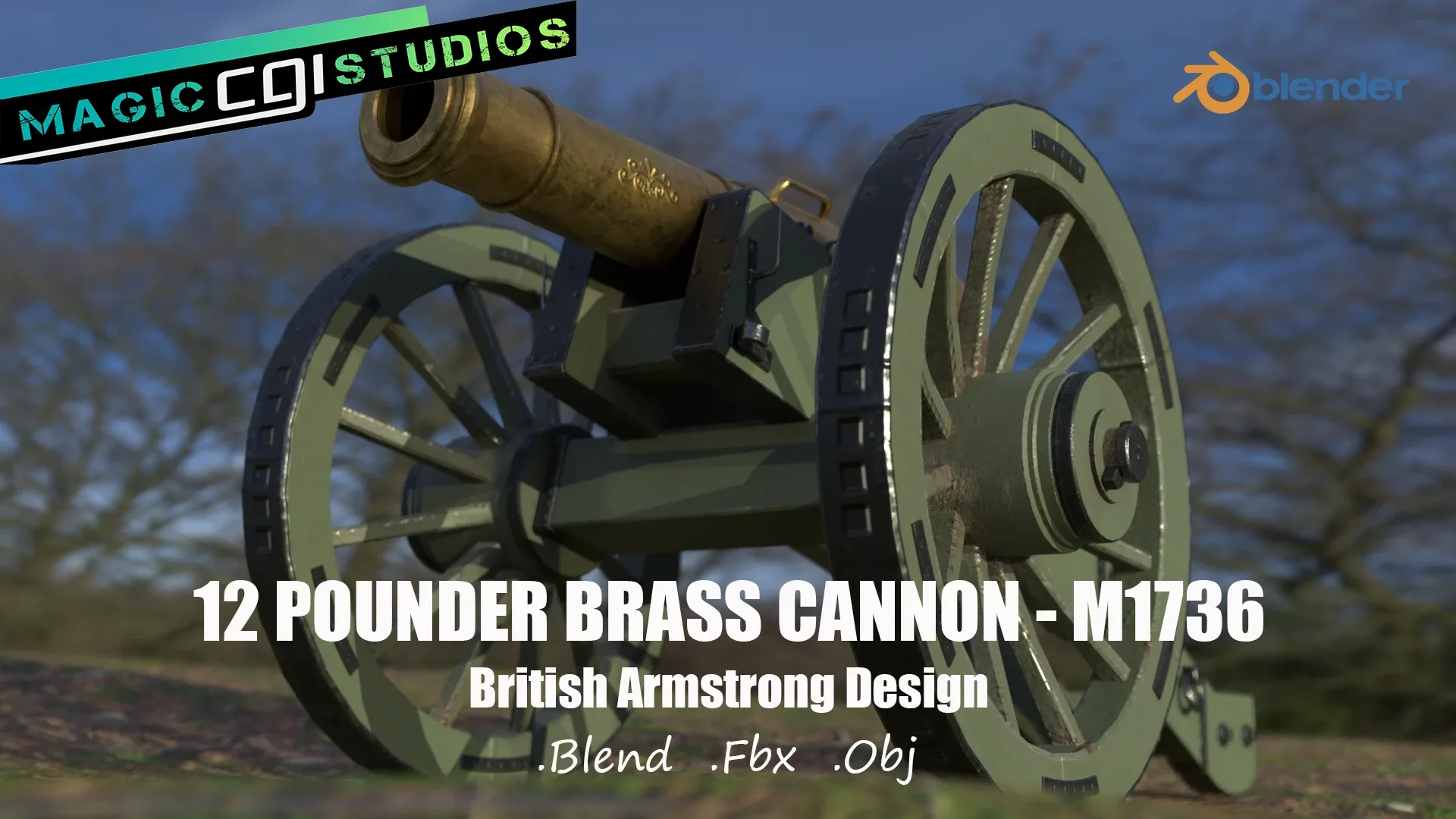 12 Pounder Brass Cannon - Armstrong Design M1736