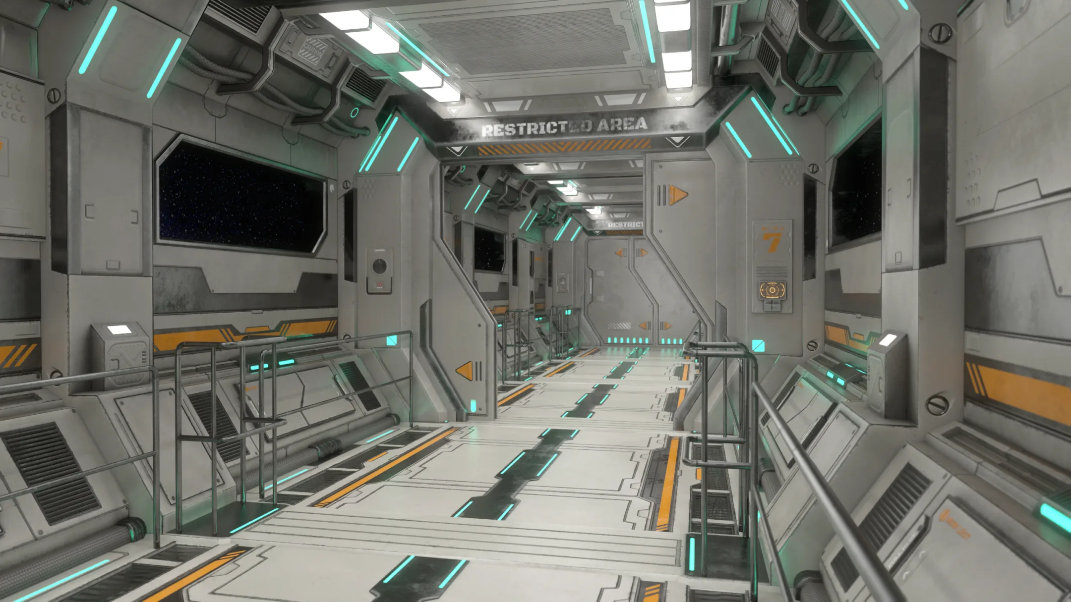 Sci-Fi Modular Corridor with Door Version 2