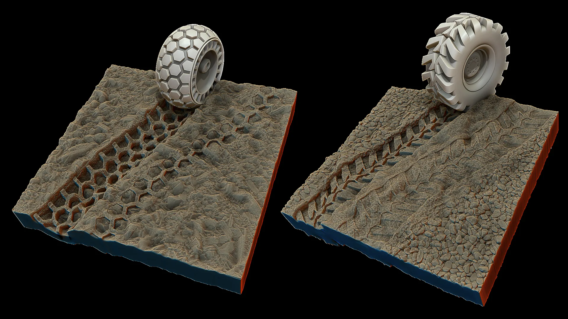 Zbrush Bundle (wheels + tyre tracks + terrain surfaces)