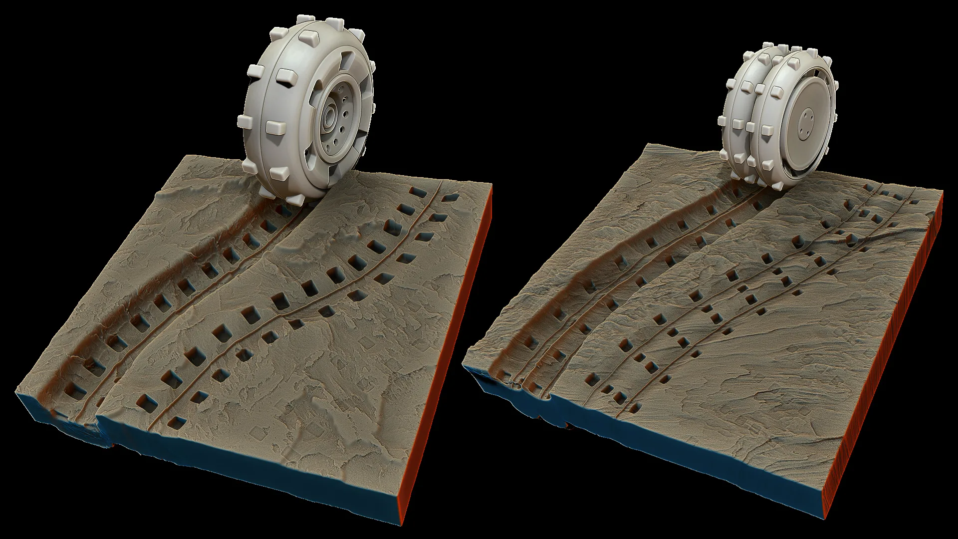 Zbrush Bundle (wheels + tyre tracks + terrain surfaces)