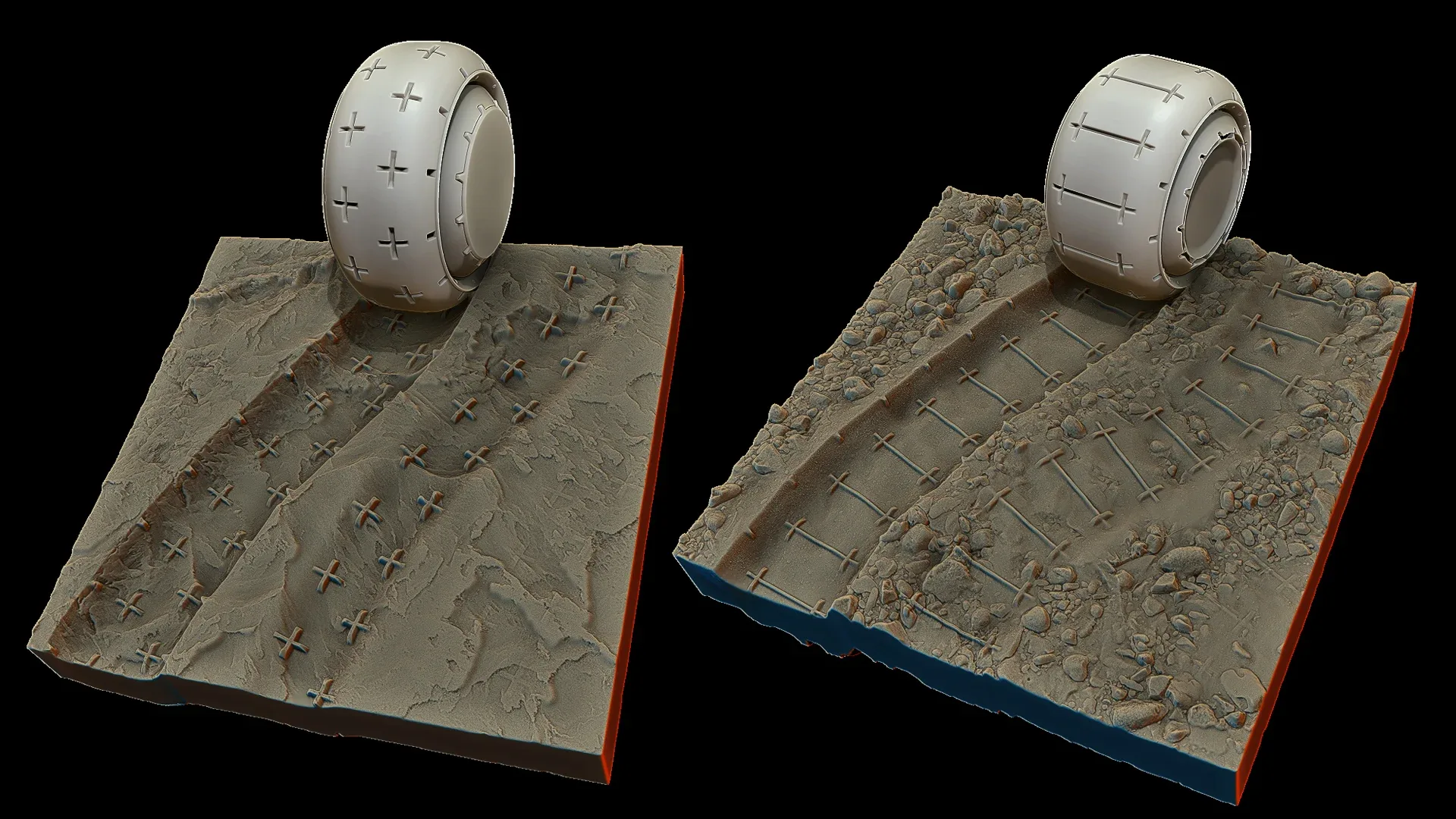 Zbrush Bundle (wheels + tyre tracks + terrain surfaces)