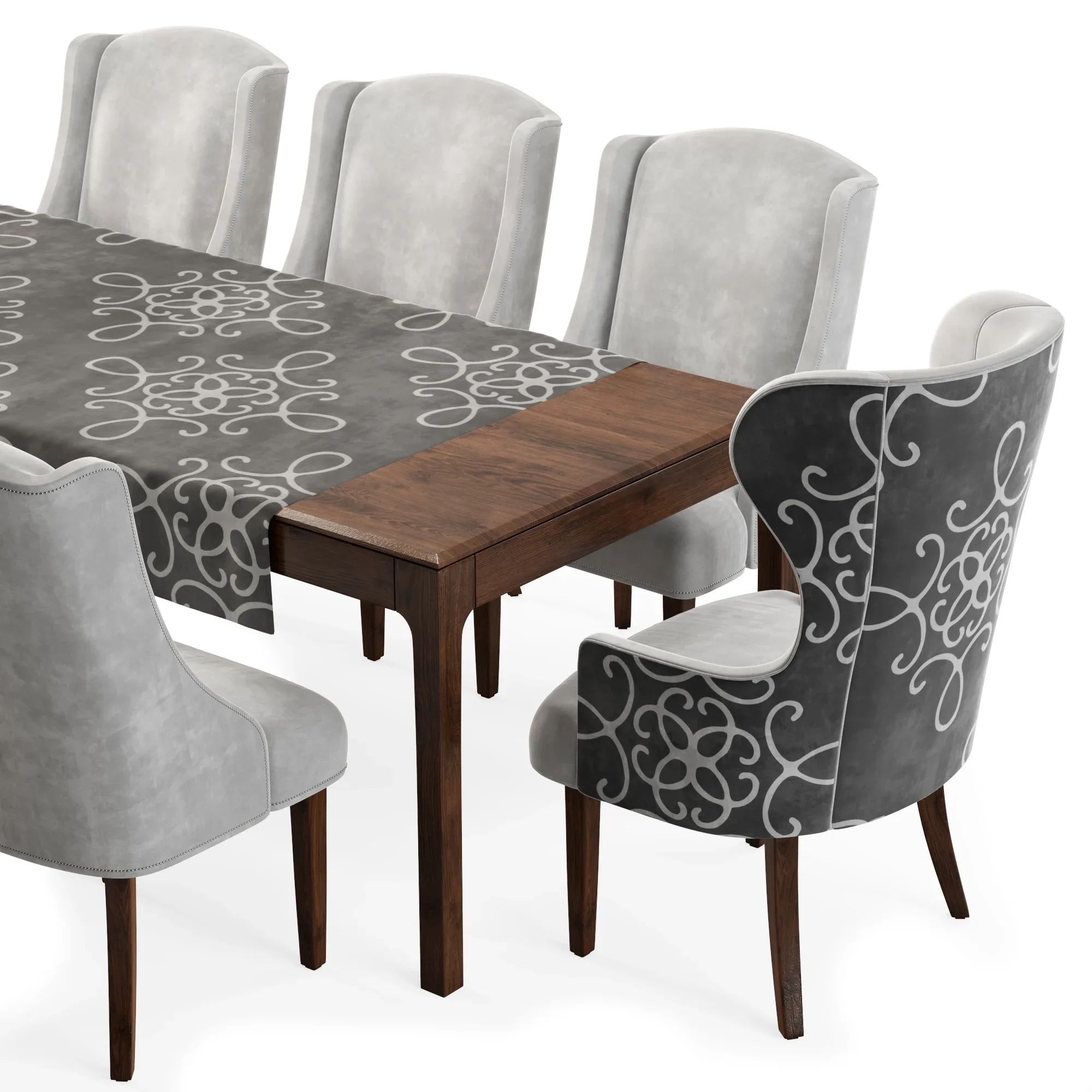 Dove Gray Velvet Dining Chairs&table