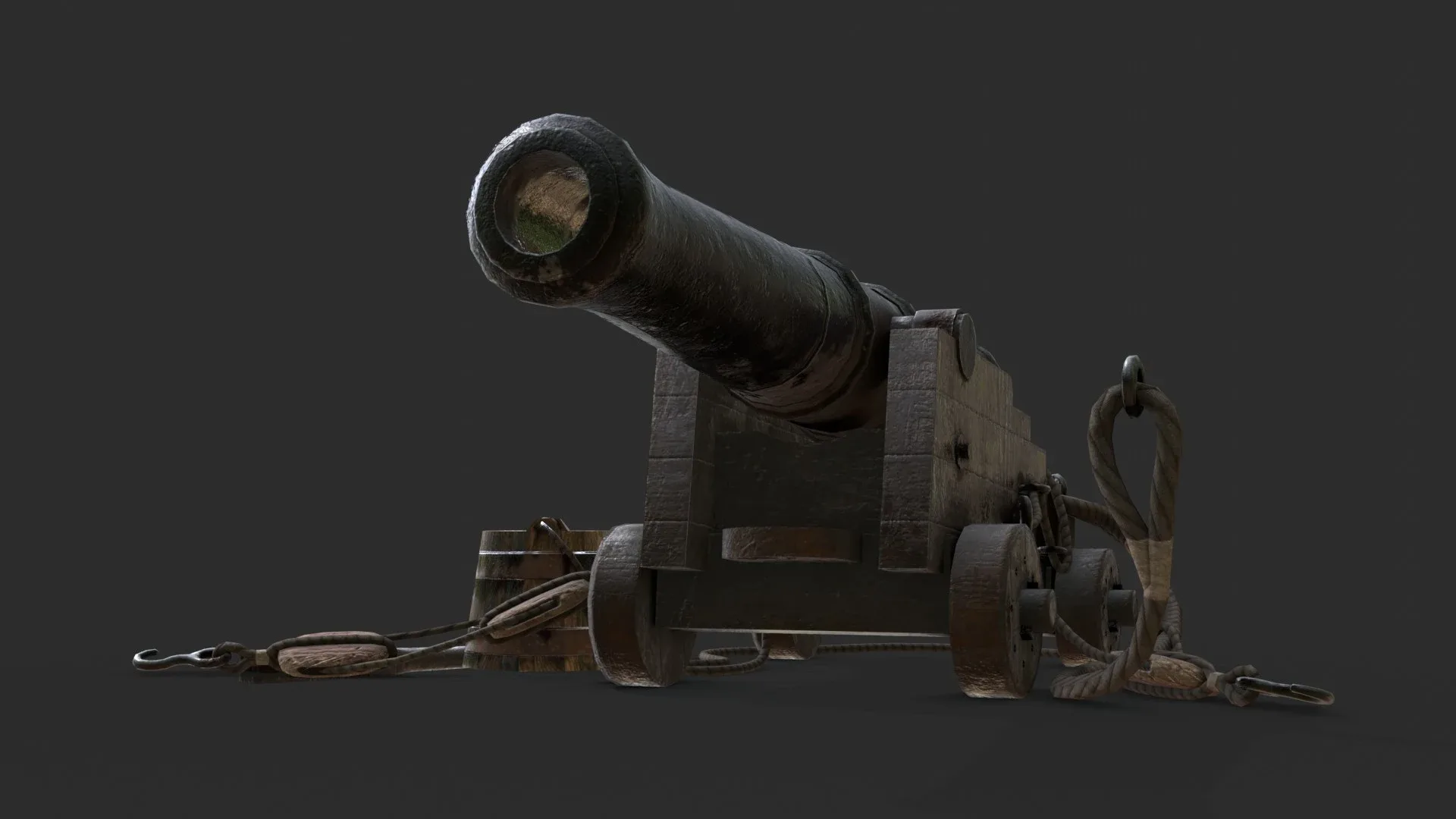 Old Naval Cannon - Dark Wood