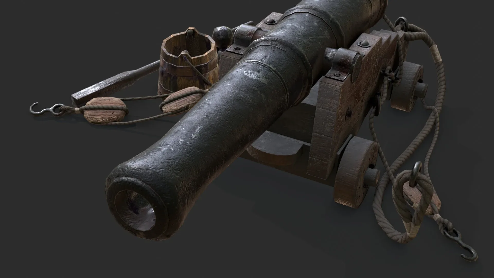 Old Naval Cannon - Dark Wood