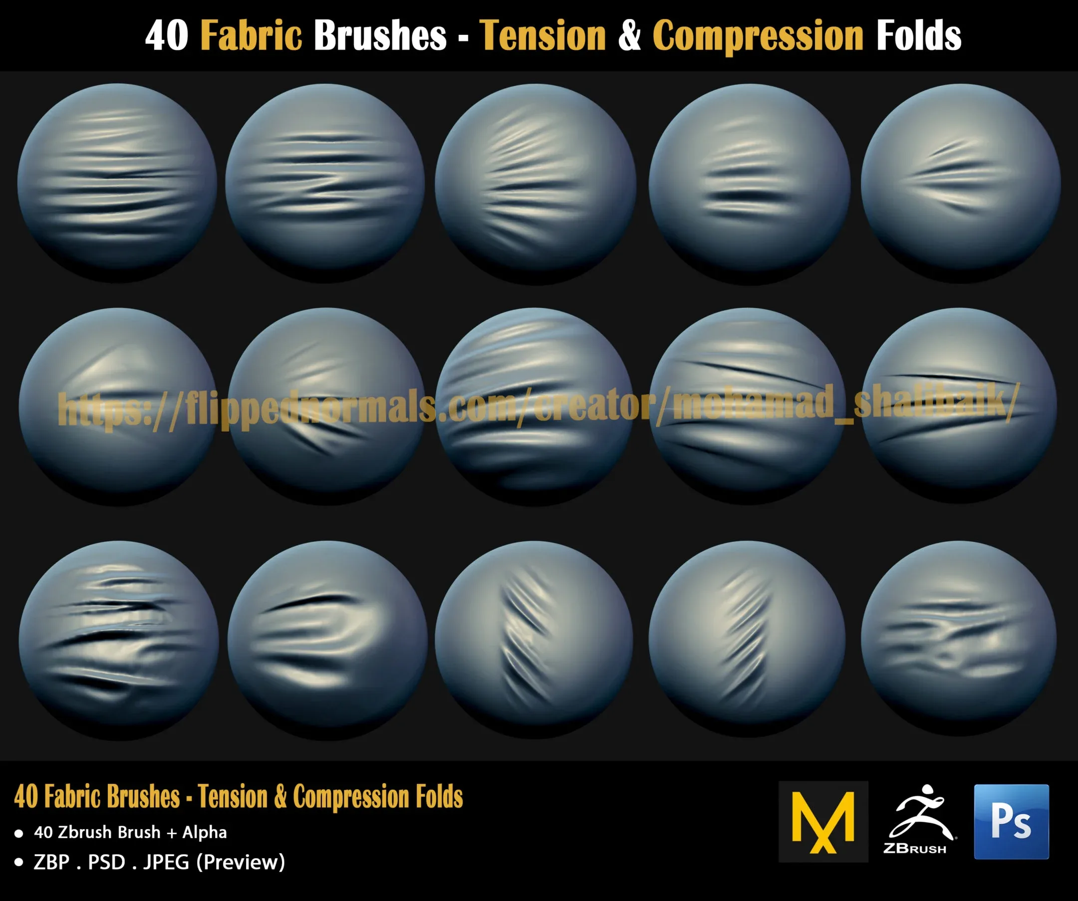 40 Fabric Brushes - Tension & Compression Folds