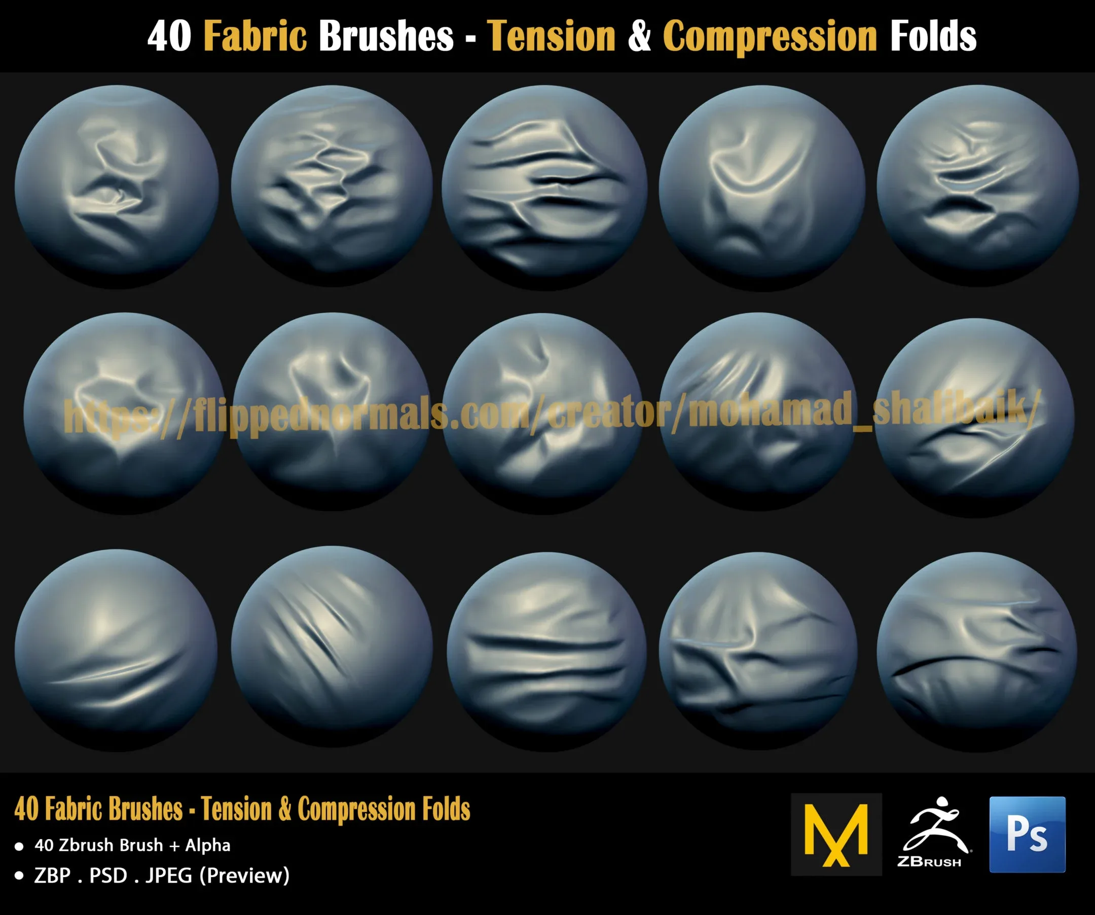 40 Fabric Brushes - Tension & Compression Folds