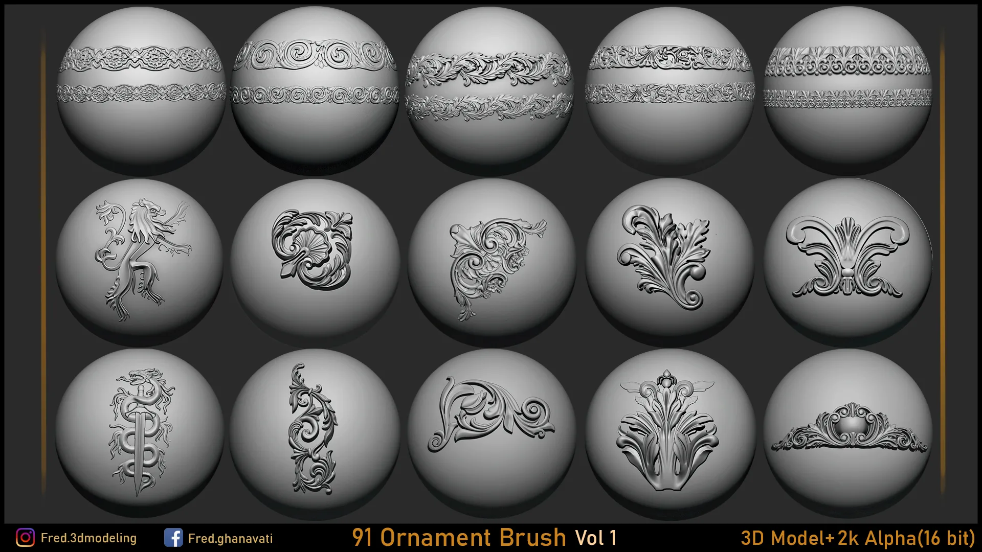 91 Ornament Brush & 3dModels (Fred's Vol 1)