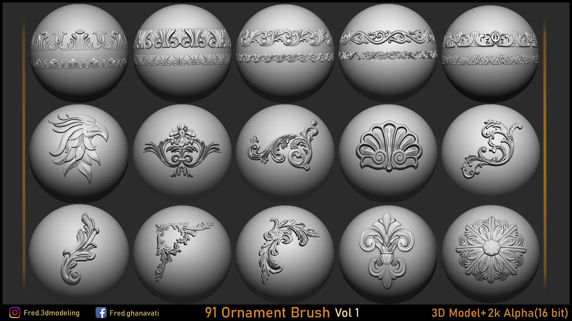 91 Ornament Brush & 3dModels (Fred's Vol 1)