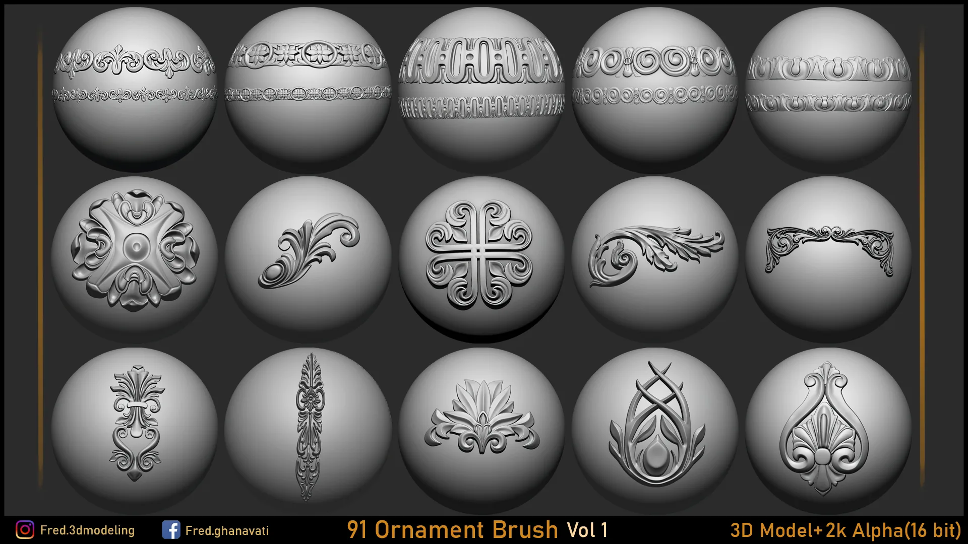 91 Ornament Brush & 3dModels (Fred's Vol 1)