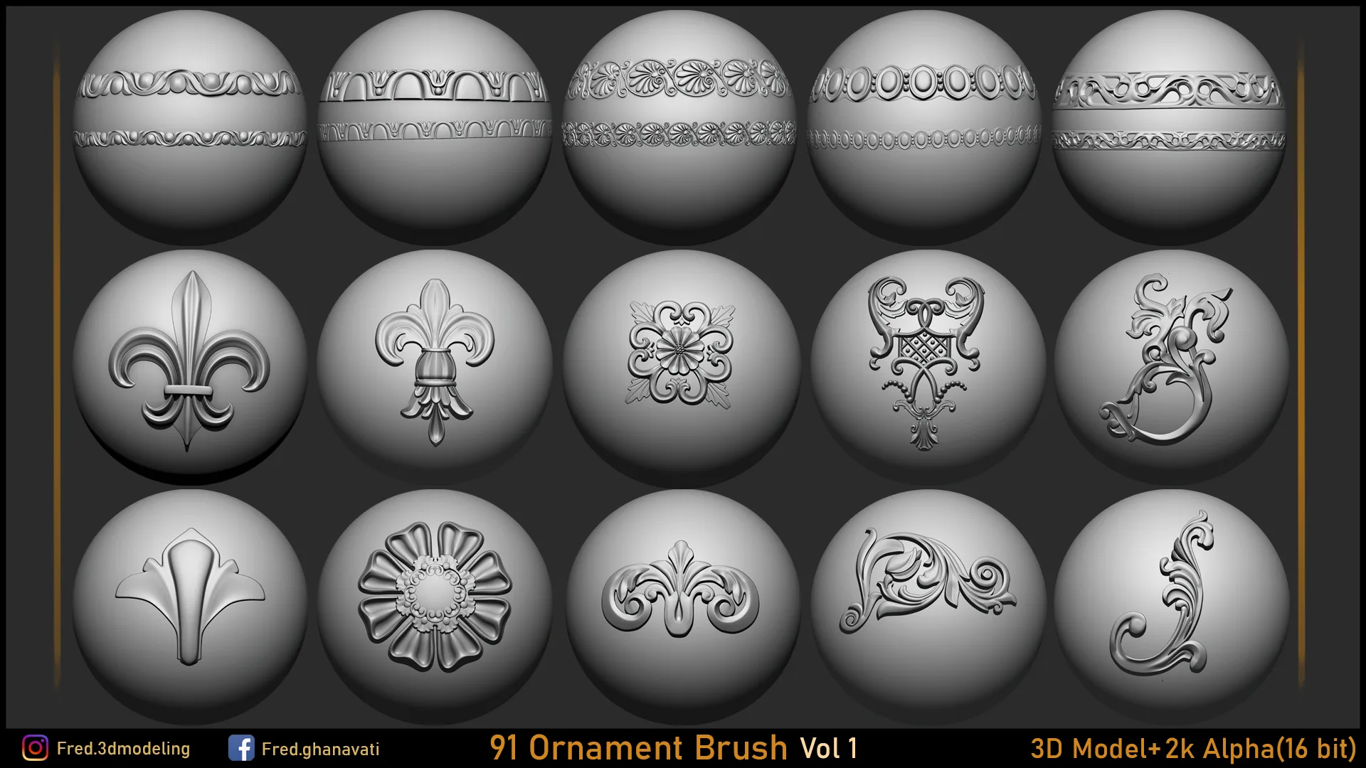 91 Ornament Brush & 3dModels (Fred's Vol 1)