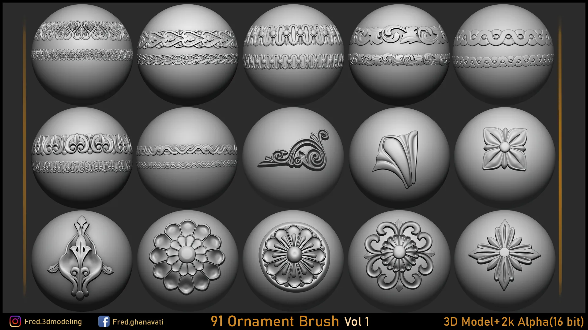 91 Ornament Brush & 3dModels (Fred's Vol 1)