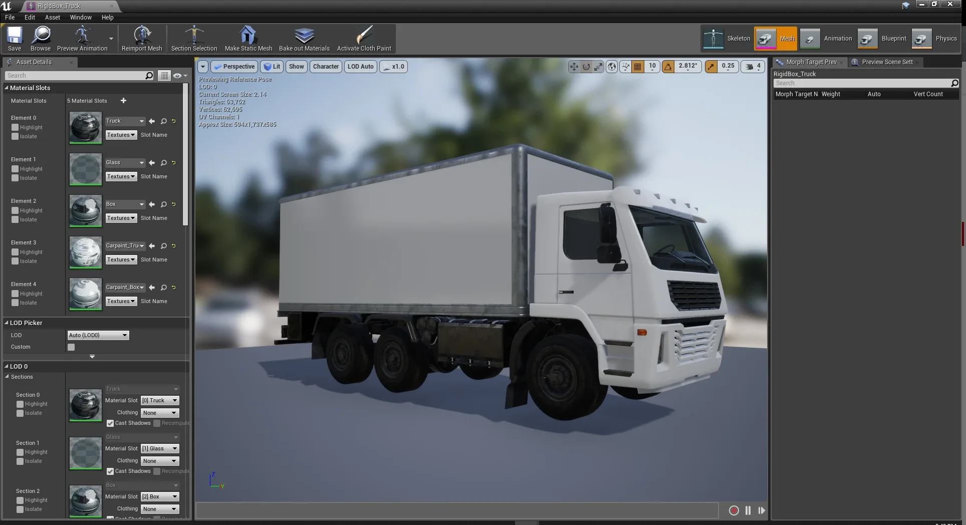 UE4 Rigged Truck Vehicle