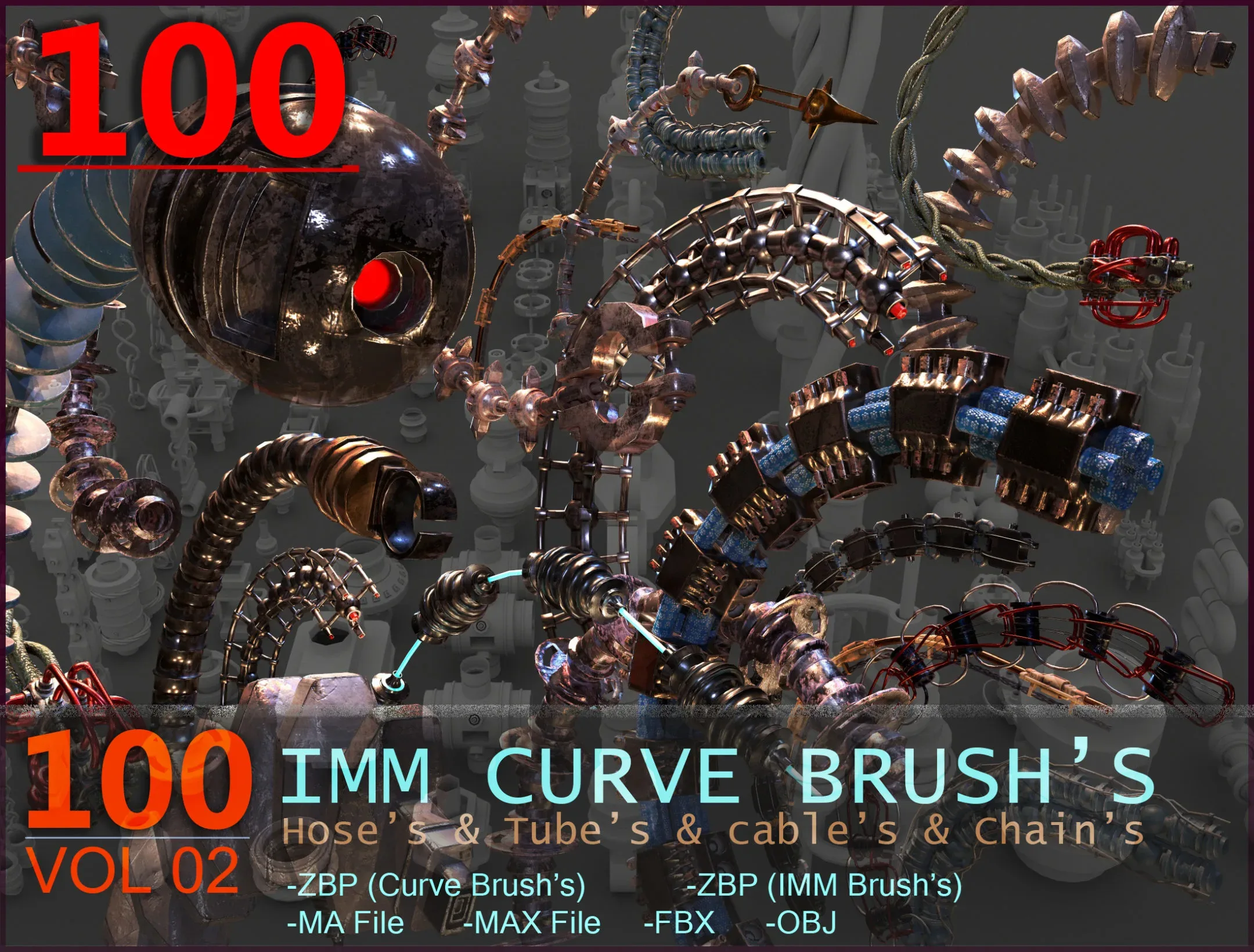 100 Sci-Fi IMM Curve Brushe's VOL 2 ( Hoses And Tubes And Cables And Chains )