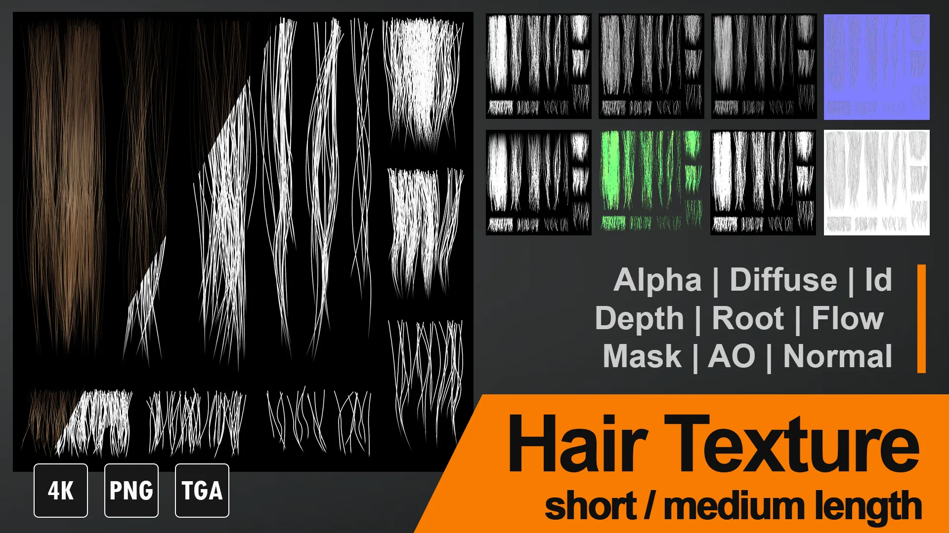 Hair Textures for Short or Medium Hairstyles 4K