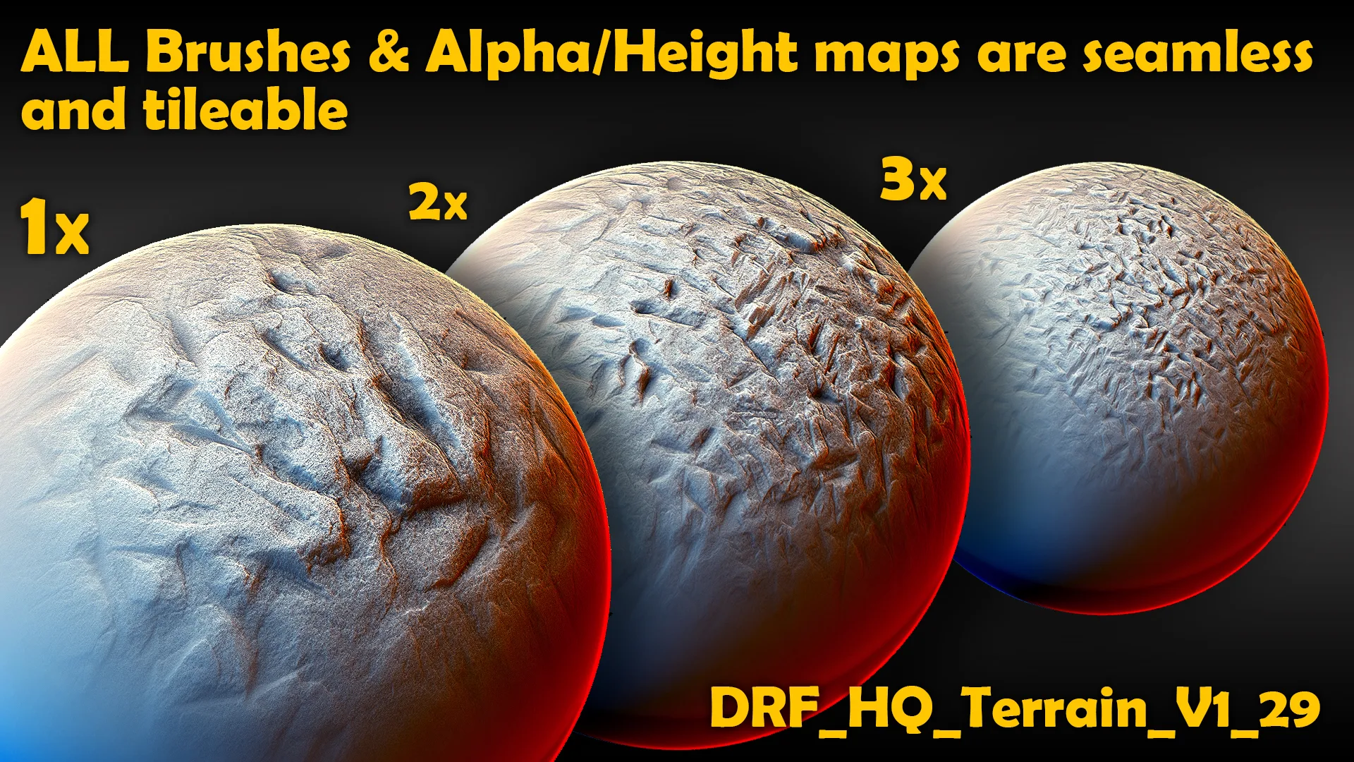 Ultra HQ Terrain / Rock Sculpt Seamless Zbrush Brushes + Alphas (Blender, Substance, Mudbox, etc.)