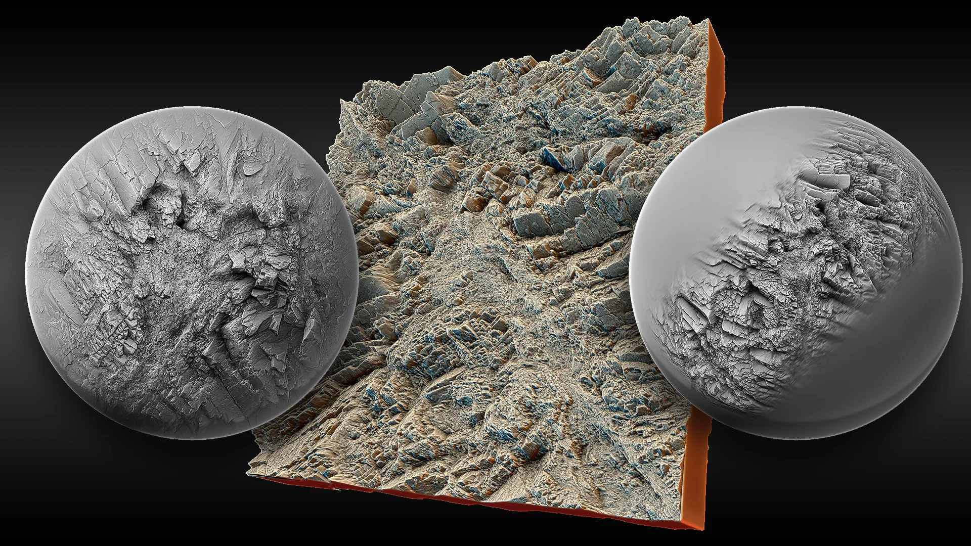 Ultra HQ Terrain / Rock Sculpt Seamless Zbrush Brushes + Alphas (Blender, Substance, Mudbox, etc.)