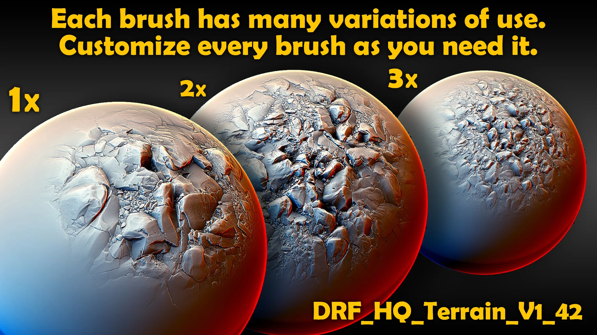 Ultra HQ Terrain / Rock Sculpt Seamless Zbrush Brushes + Alphas (Blender, Substance, Mudbox, etc.)