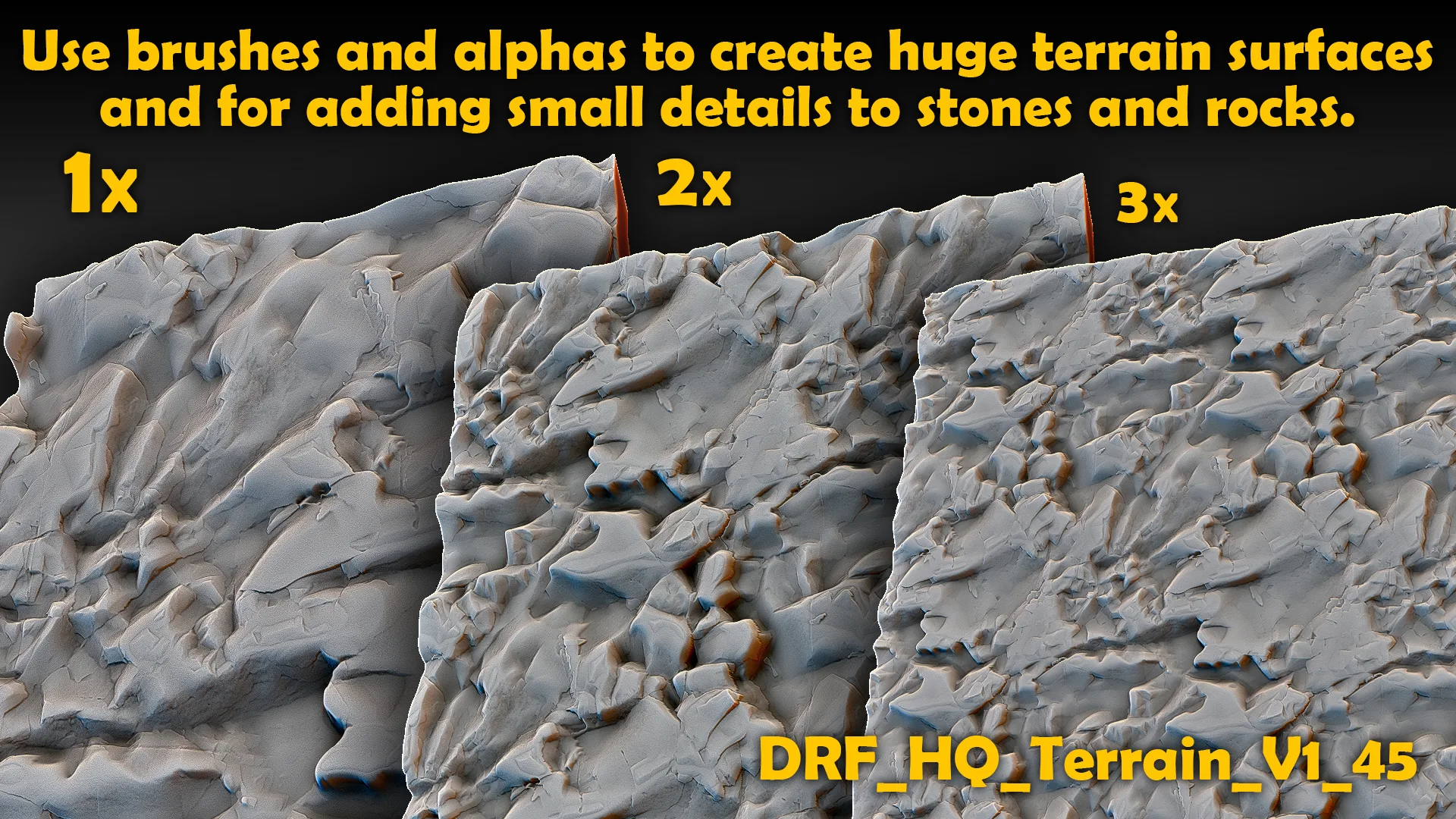 Ultra HQ Terrain / Rock Sculpt Seamless Zbrush Brushes + Alphas (Blender, Substance, Mudbox, etc.)
