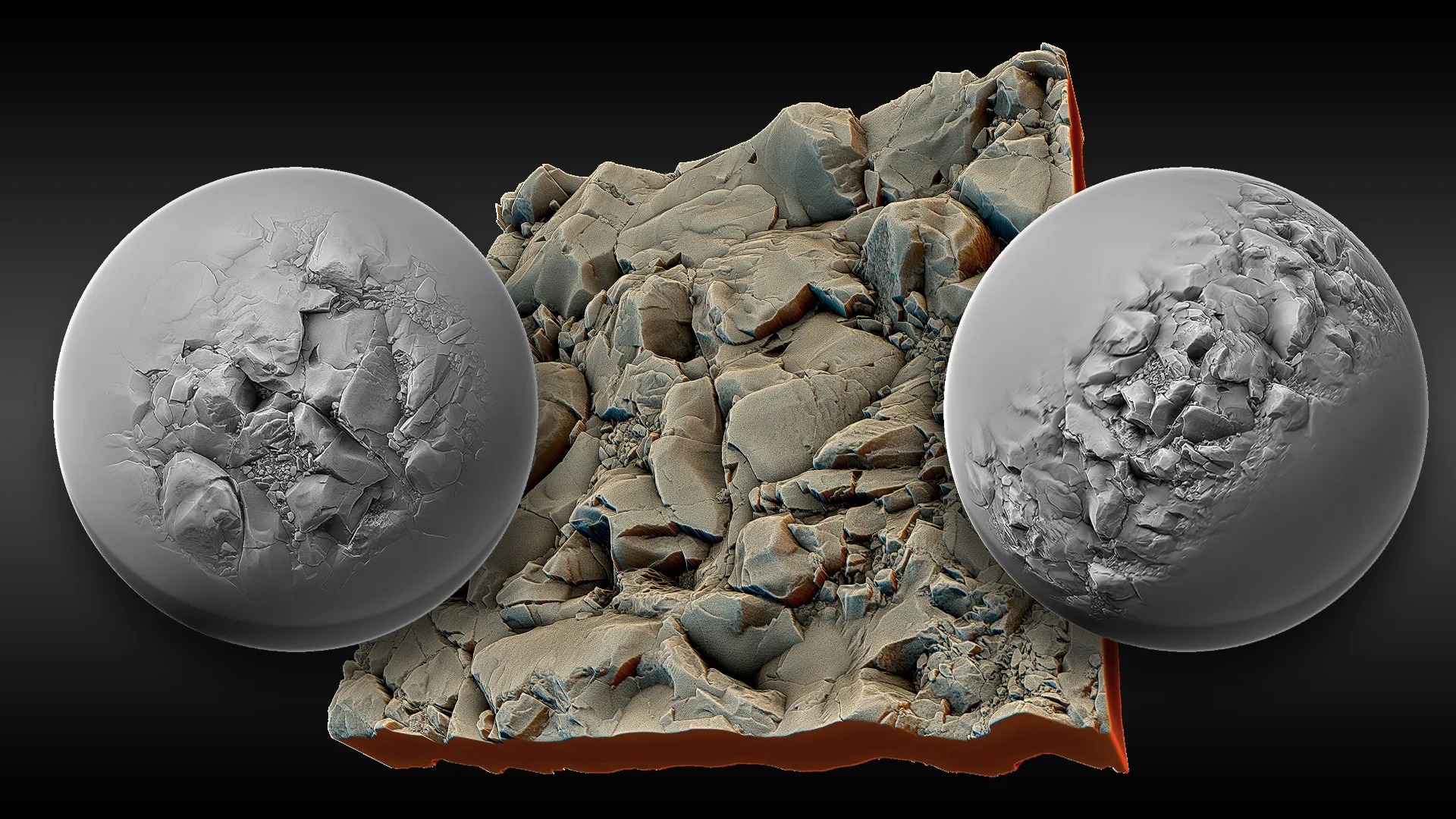 Ultra HQ Terrain / Rock Sculpt Seamless Zbrush Brushes + Alphas (Blender, Substance, Mudbox, etc.)