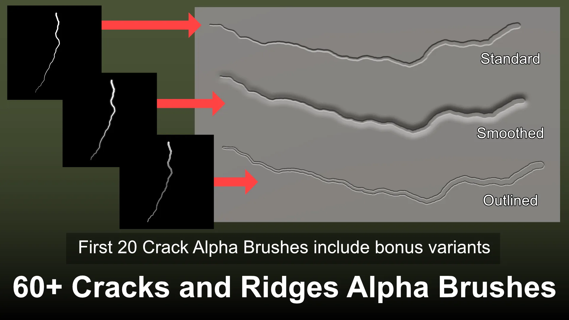 60+ Alpha Brushes - Cracks & Ridges