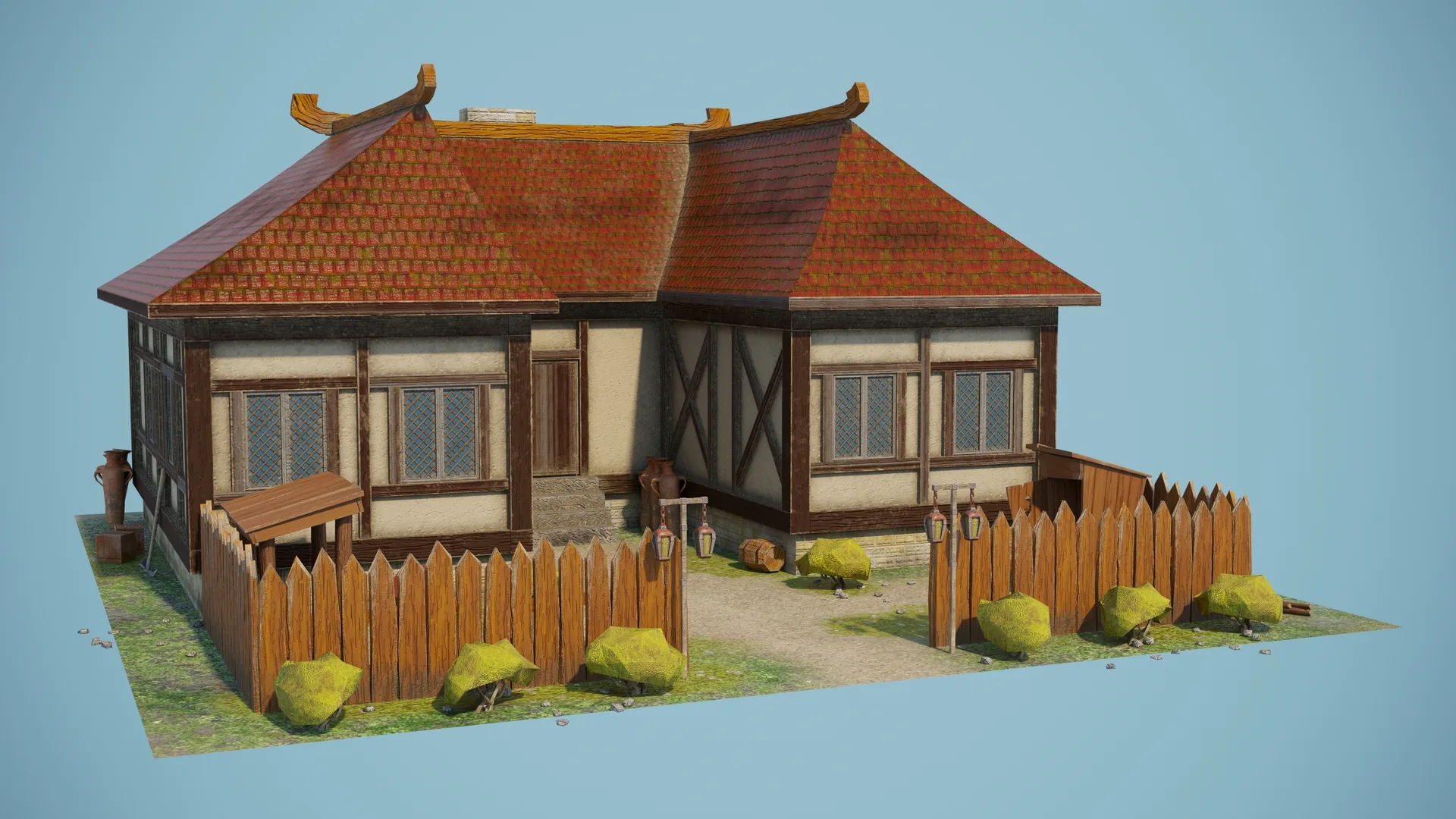 LowPoly Top-Down Stylized Village