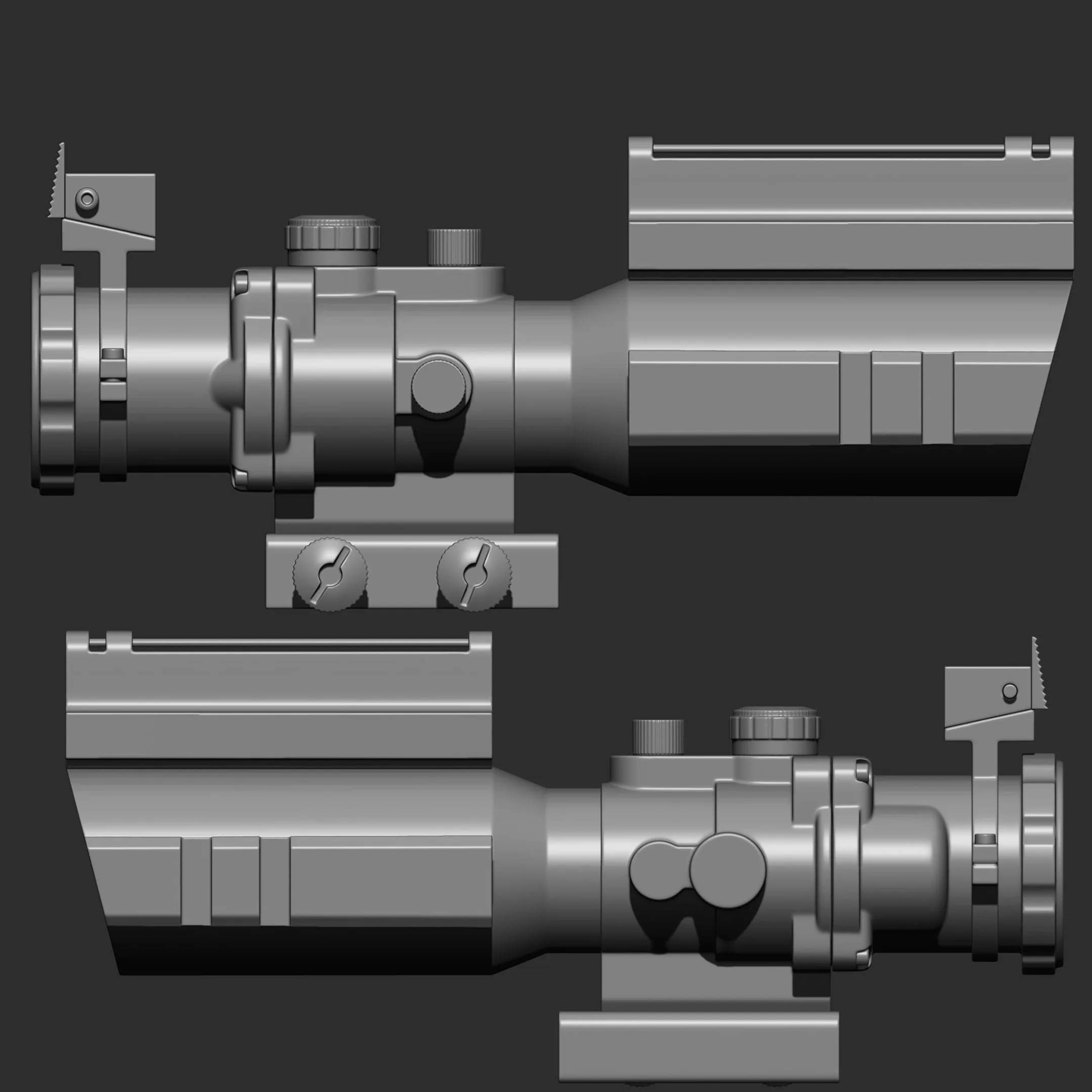 Highpoly Gun Scope Model for Gaming 3D Model