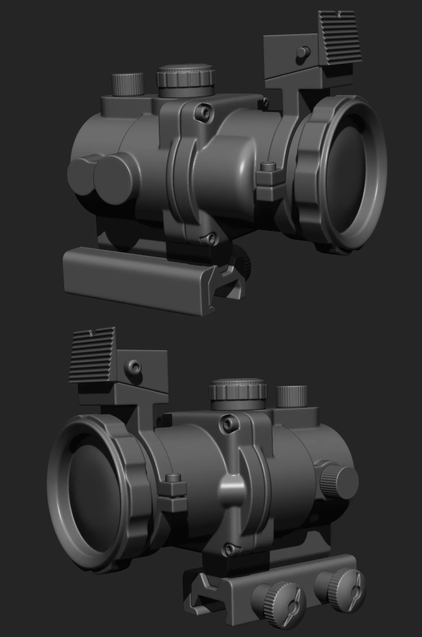 Highpoly Gun Scope Model for Gaming 3D Model