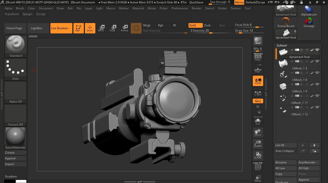 Highpoly Gun Scope Model for Gaming 3D Model