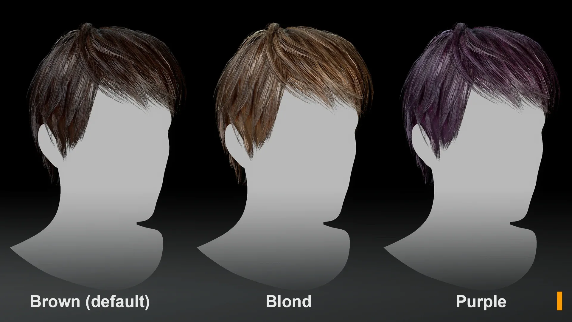 Low Poly Male Hair "Style M01" - FBX/OBJ + Blender source file, 4K Textures