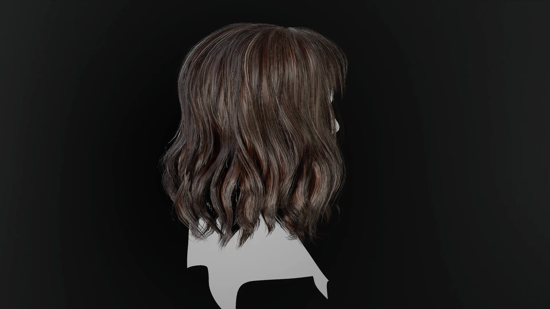 Low Poly Female Hair "Style F03" - FBX/OBJ + Blender source file, 4K Textures