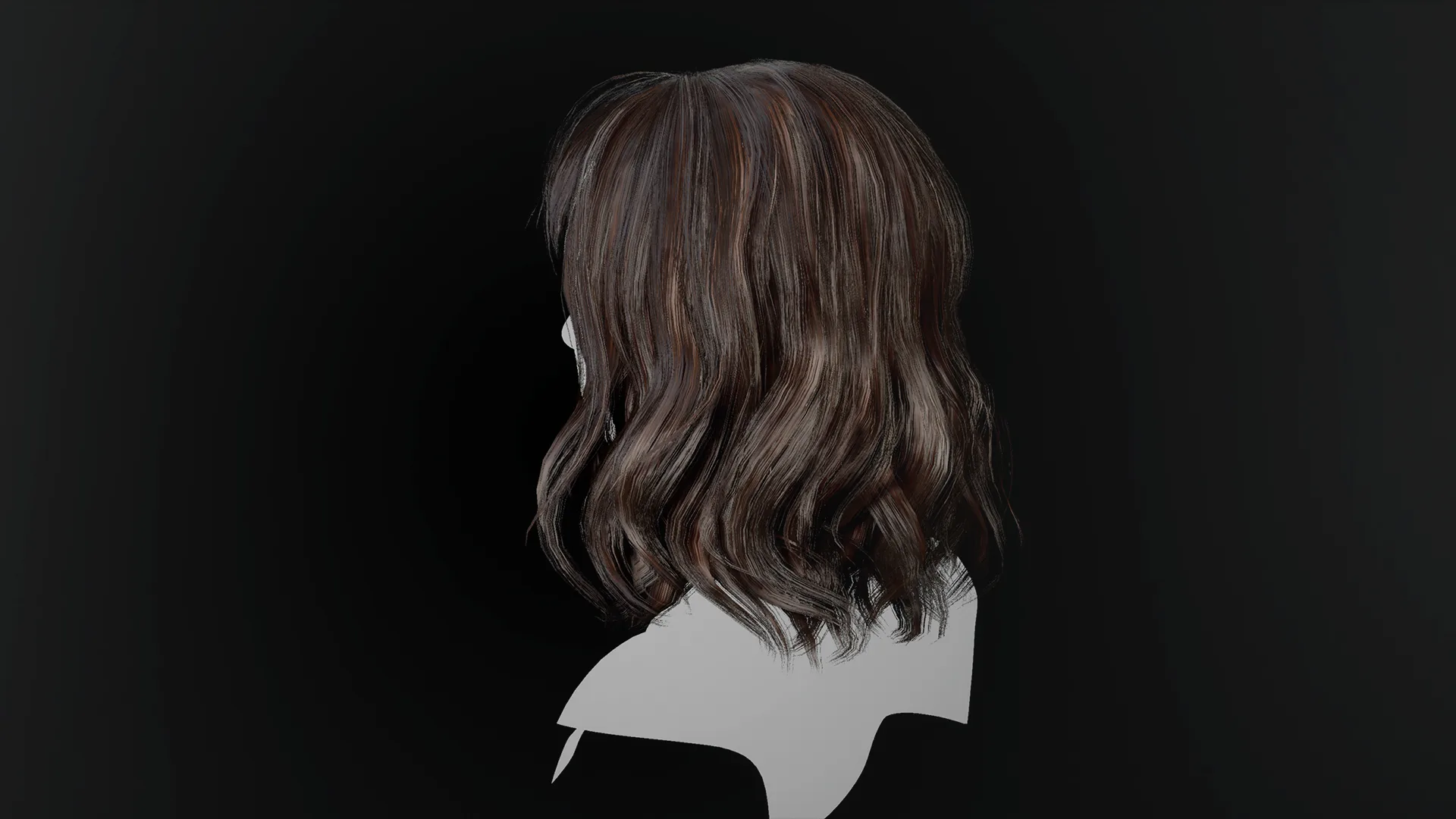Low Poly Female Hair "Style F03" - FBX/OBJ + Blender source file, 4K Textures