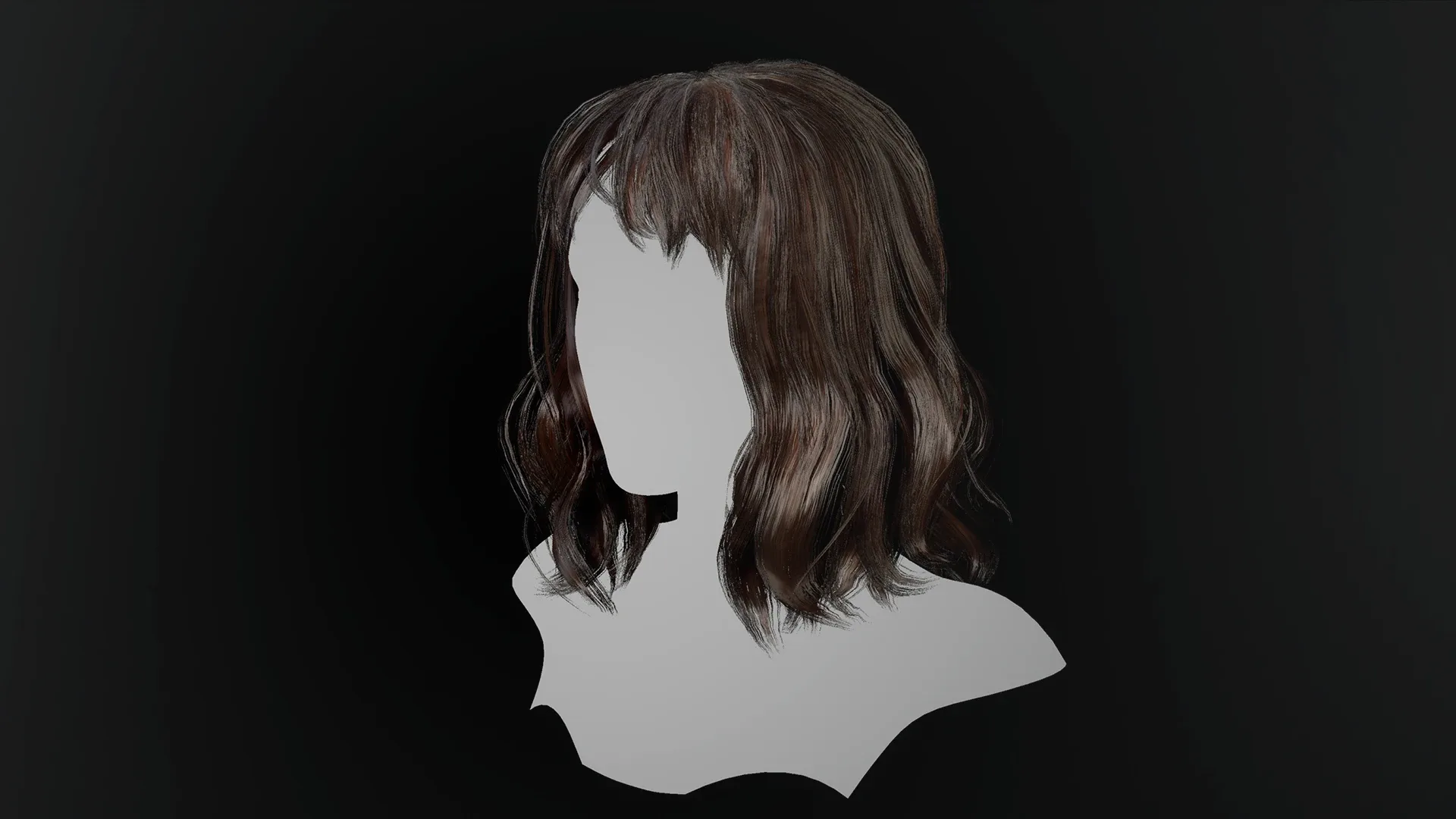 Low Poly Female Hair "Style F03" - FBX/OBJ + Blender source file, 4K Textures