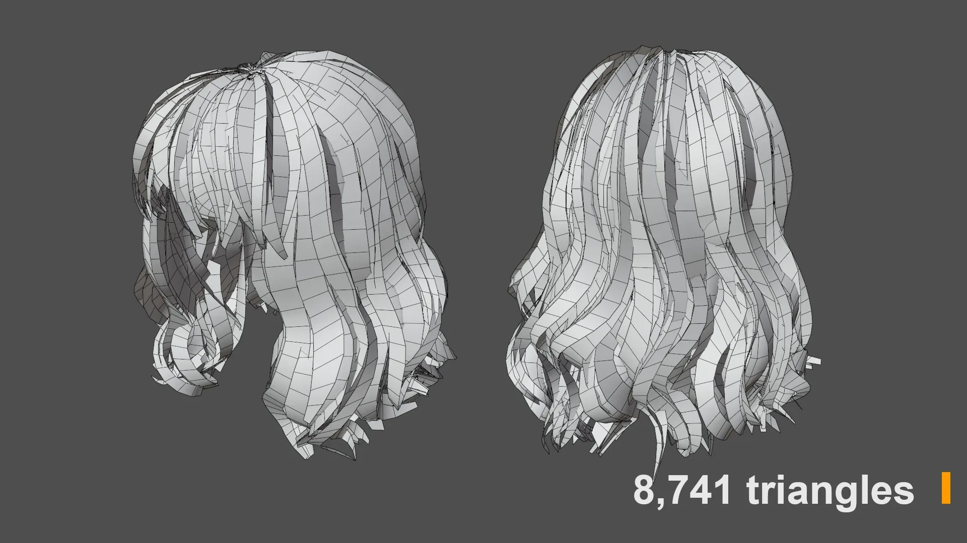 Low Poly Female Hair "Style F03" - FBX/OBJ + Blender source file, 4K Textures