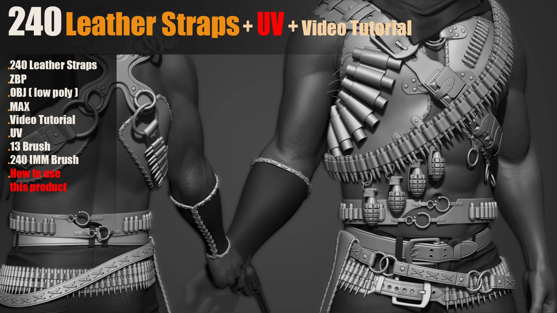 240 IMM Brush Leather Straps Vol 03 + UV + Video