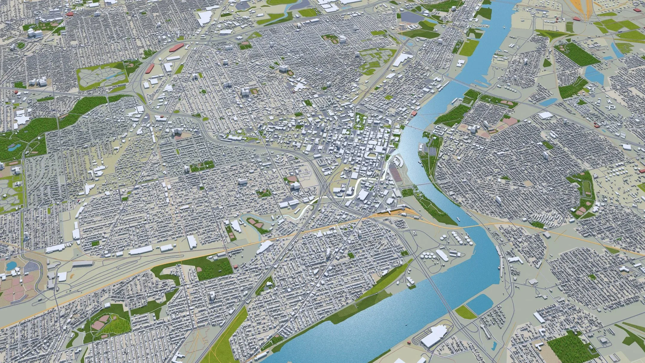 Toledo City Ohio USA 3D Model 40km