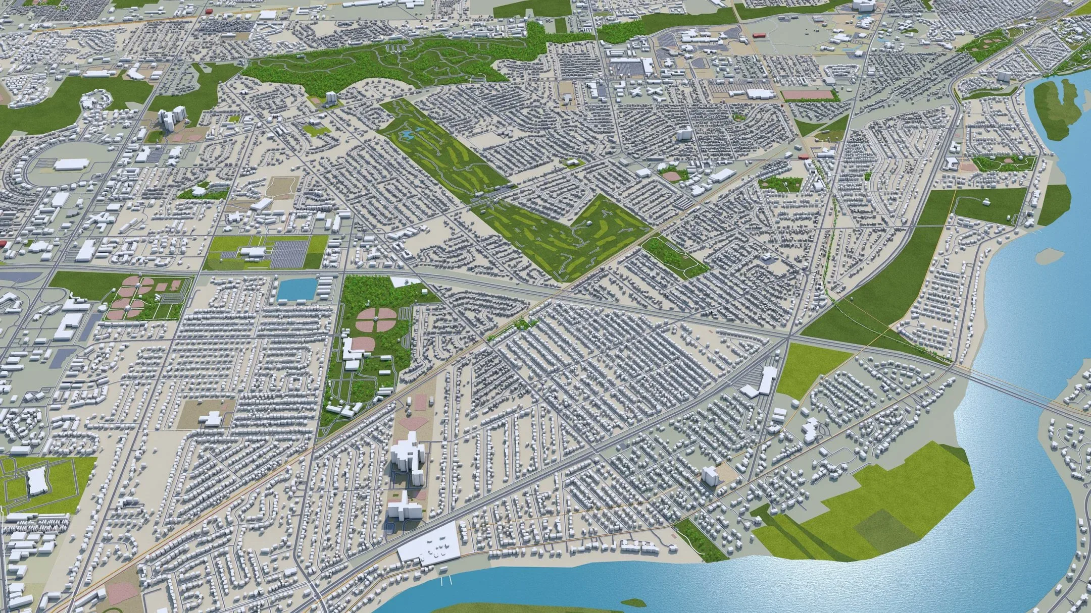 Toledo City Ohio USA 3D Model 40km