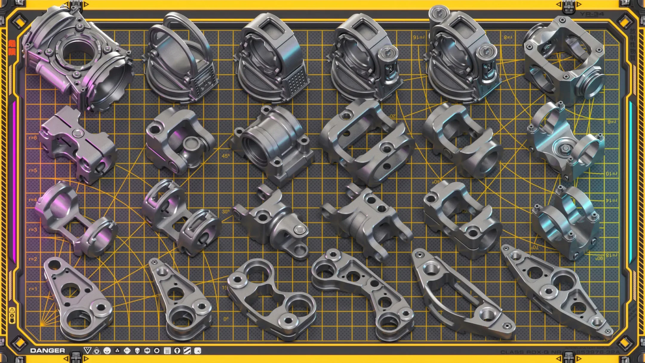 Sci-Fi Hard Surface Mechanical KITBASH 420 DETAILS