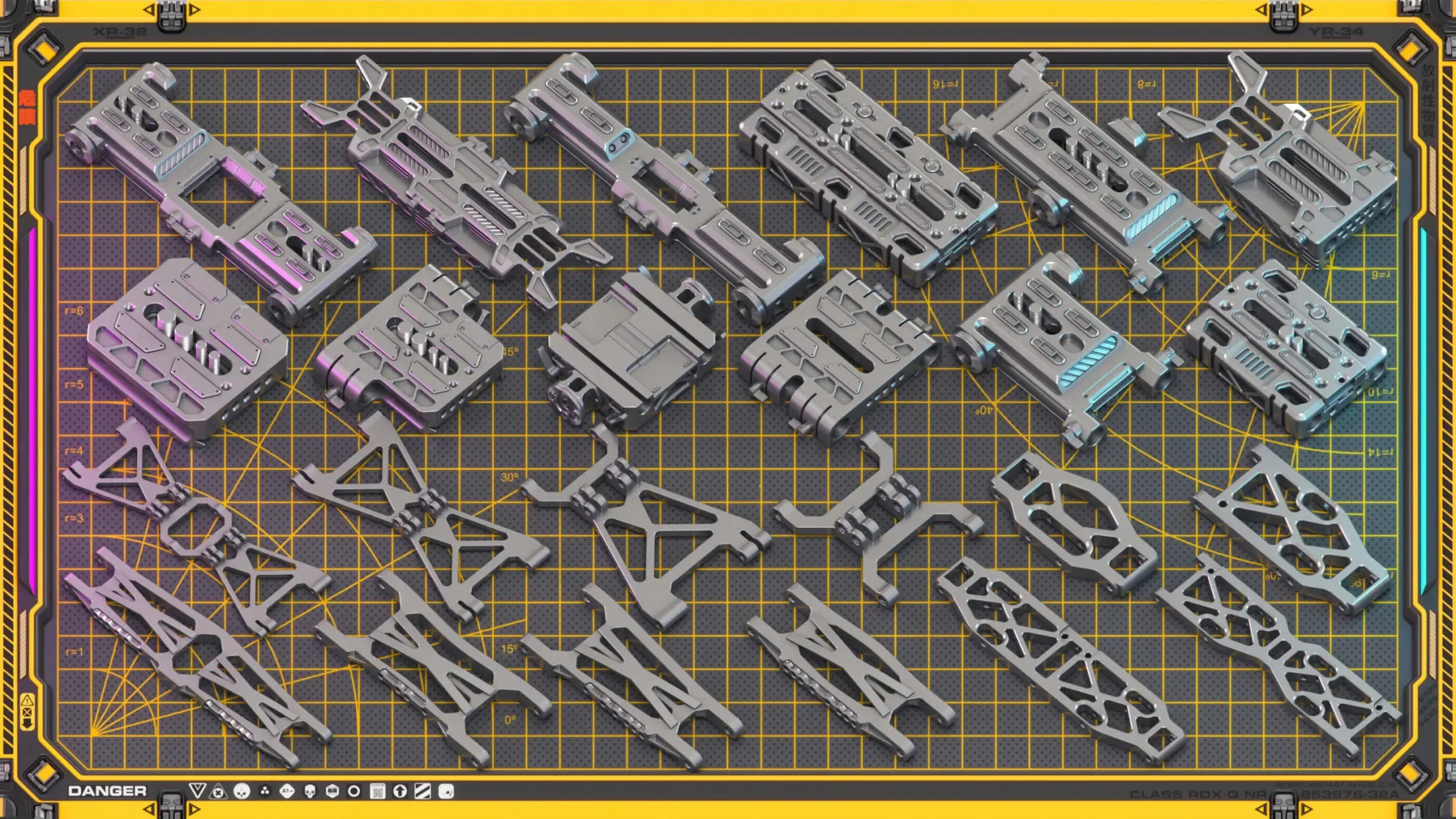 Sci-Fi Hard Surface Mechanical KITBASH 420 DETAILS