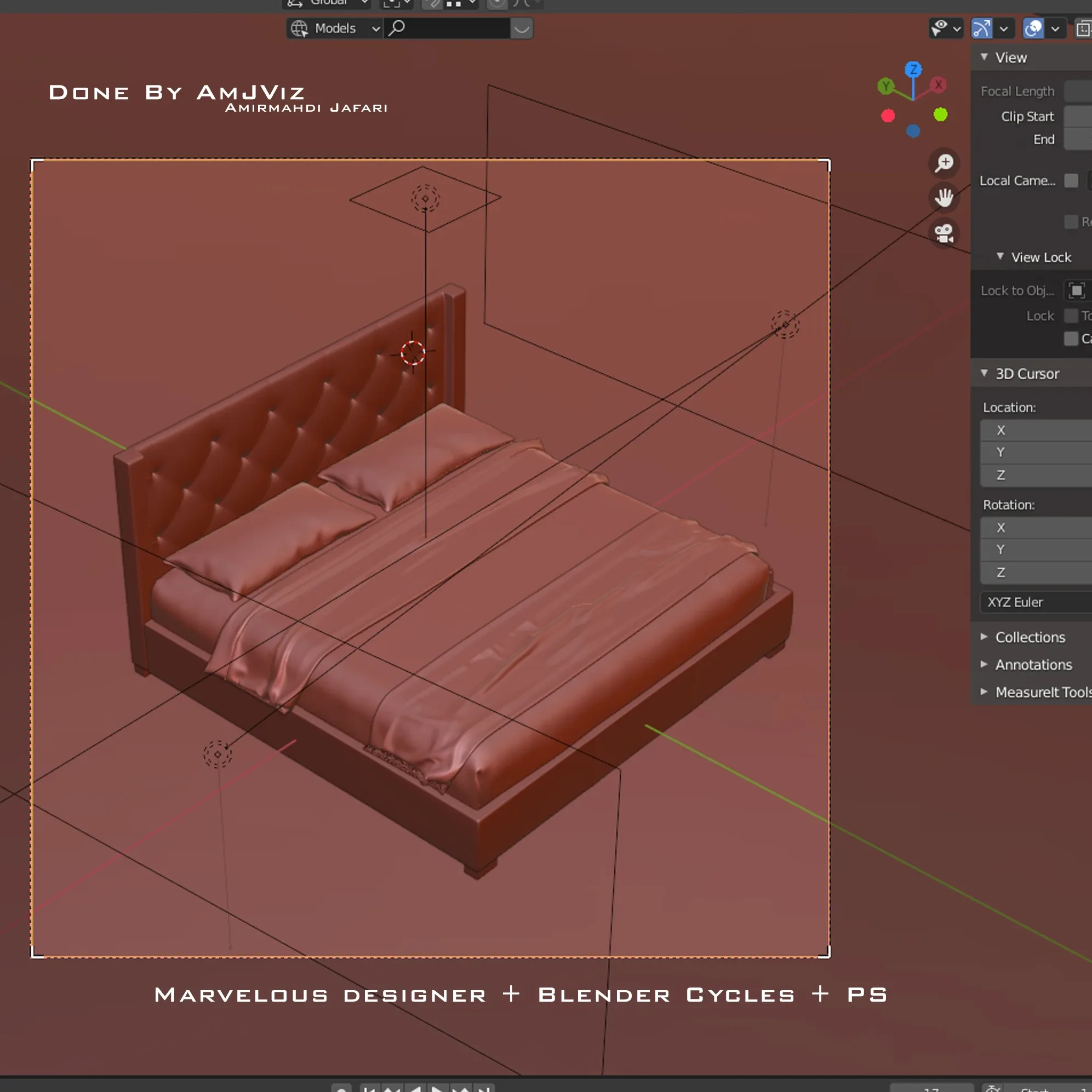 Modena Shelter Diamond King Bed | Blender + FBX file