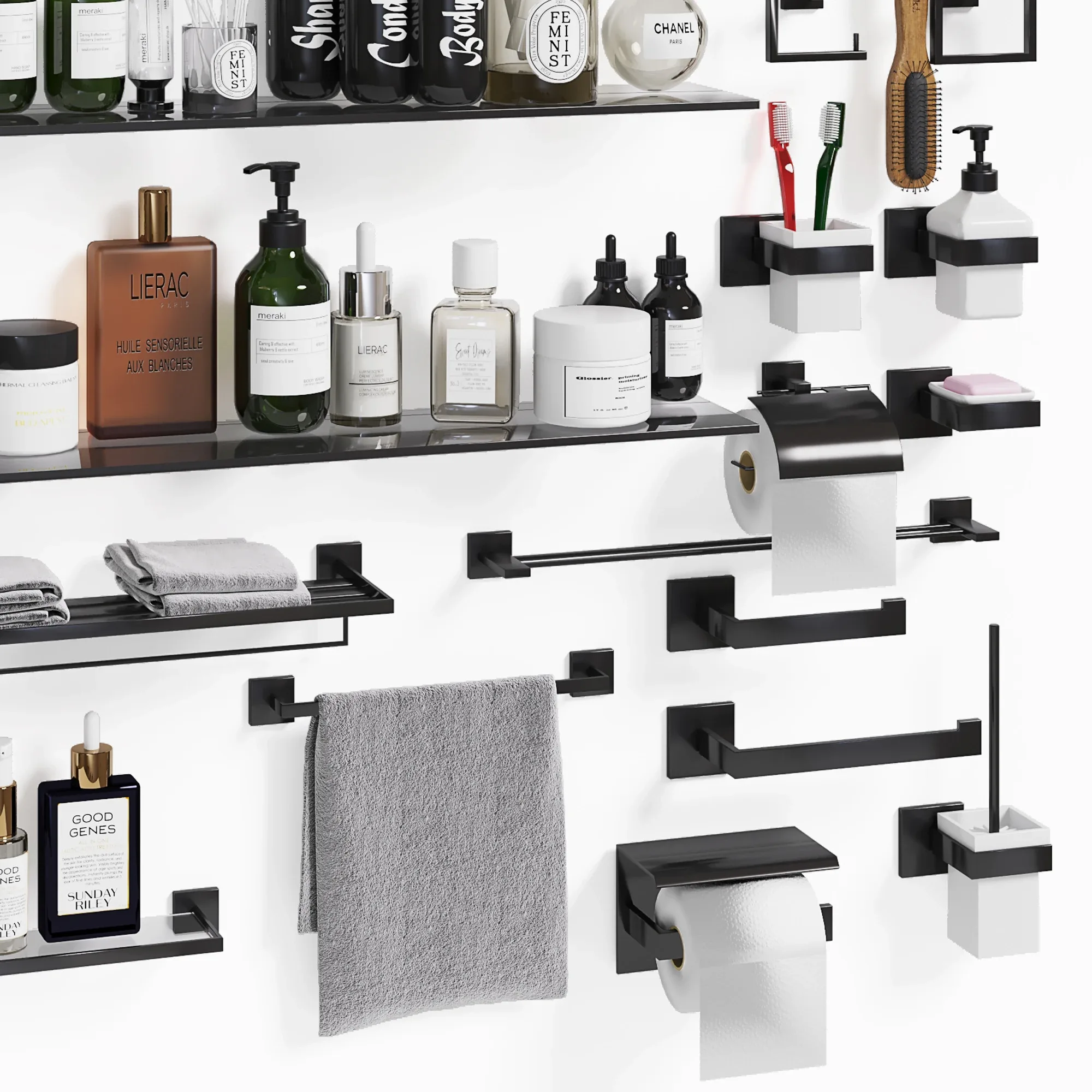Bathroom Accessories Black FlippedNormals