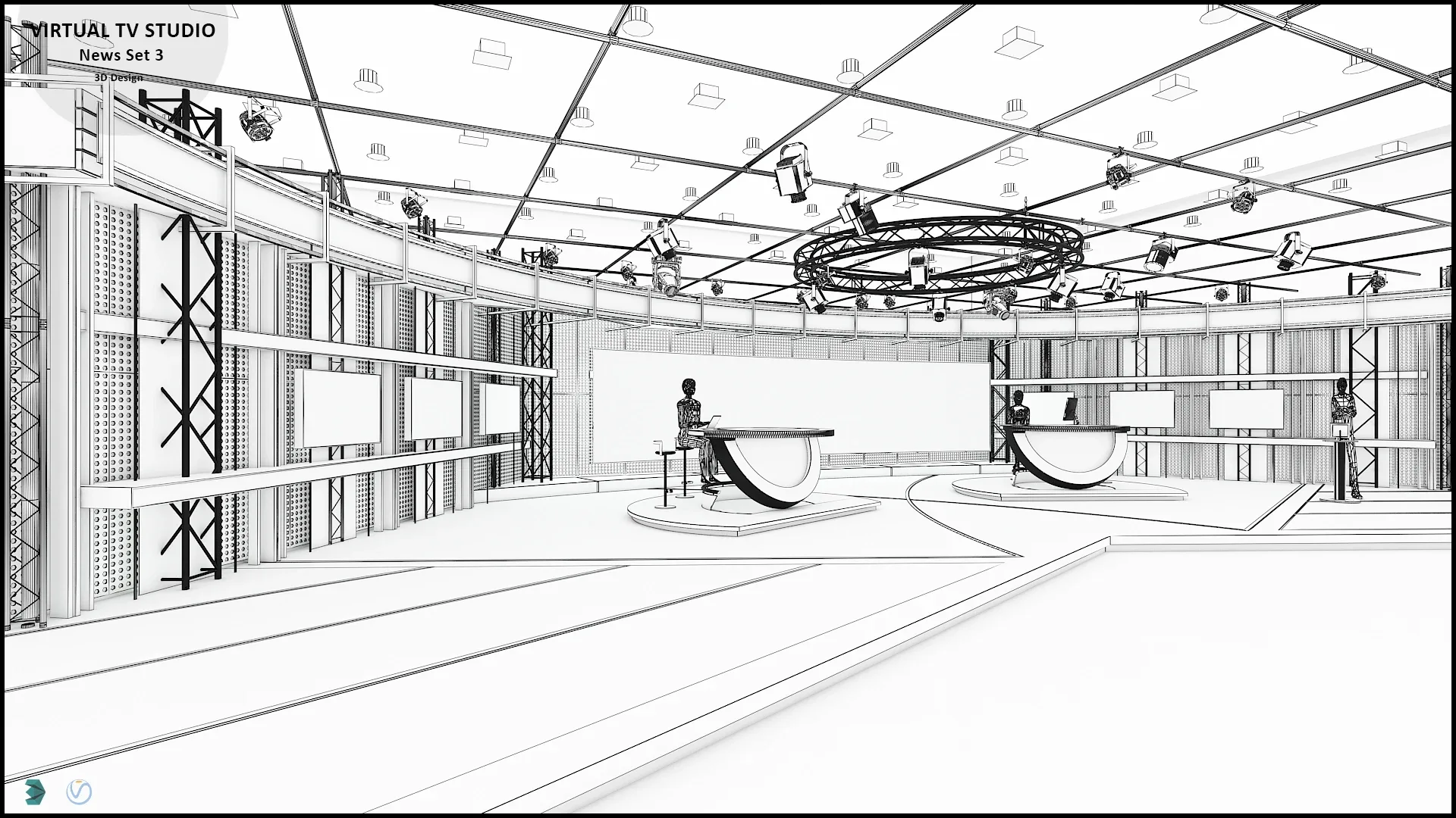 Virtual TV Studio News Set 3