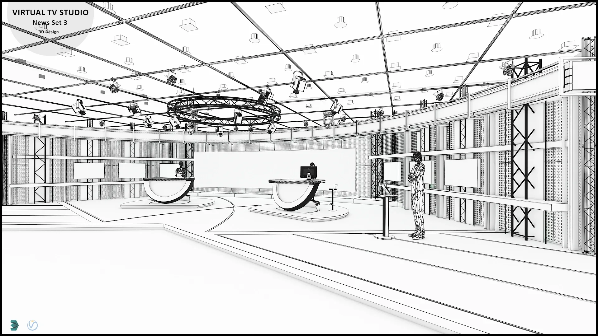 Virtual TV Studio News Set 3