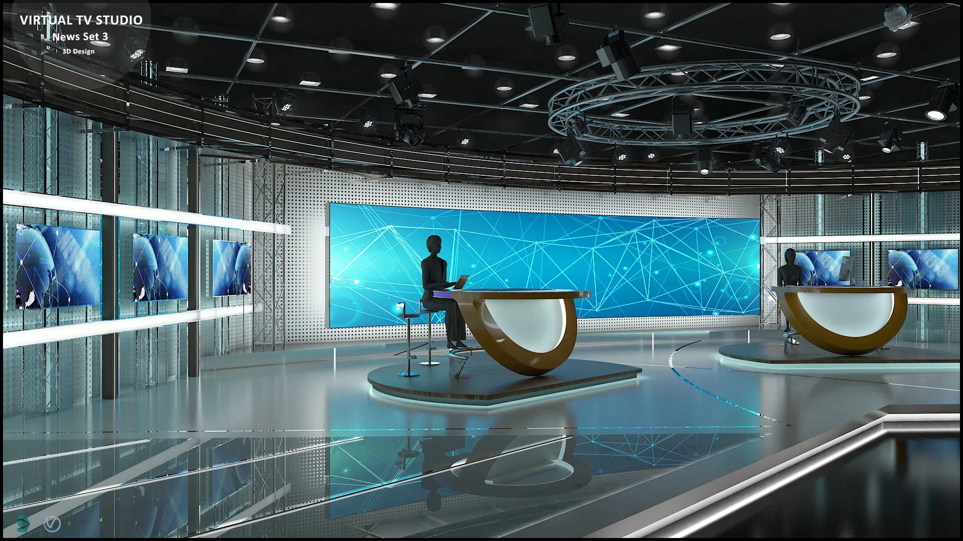 Virtual TV Studio News Set 3