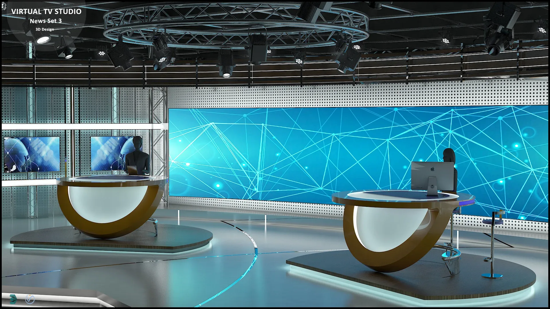 Virtual TV Studio News Set 3