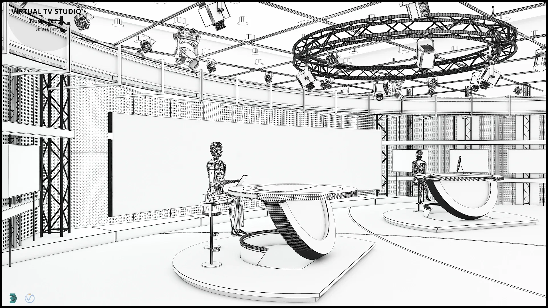 Virtual TV Studio News Set 3