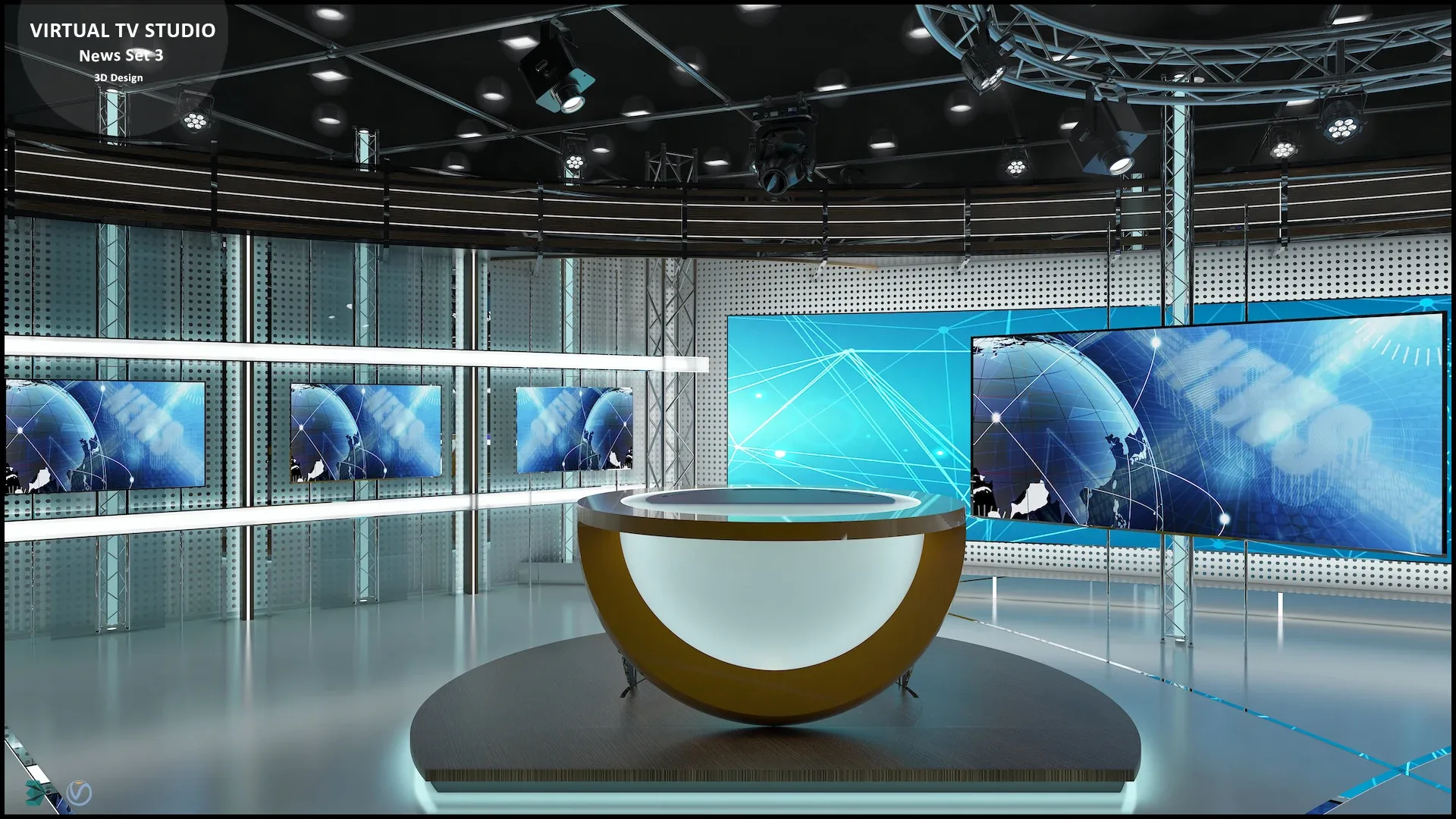 Virtual TV Studio News Set 3