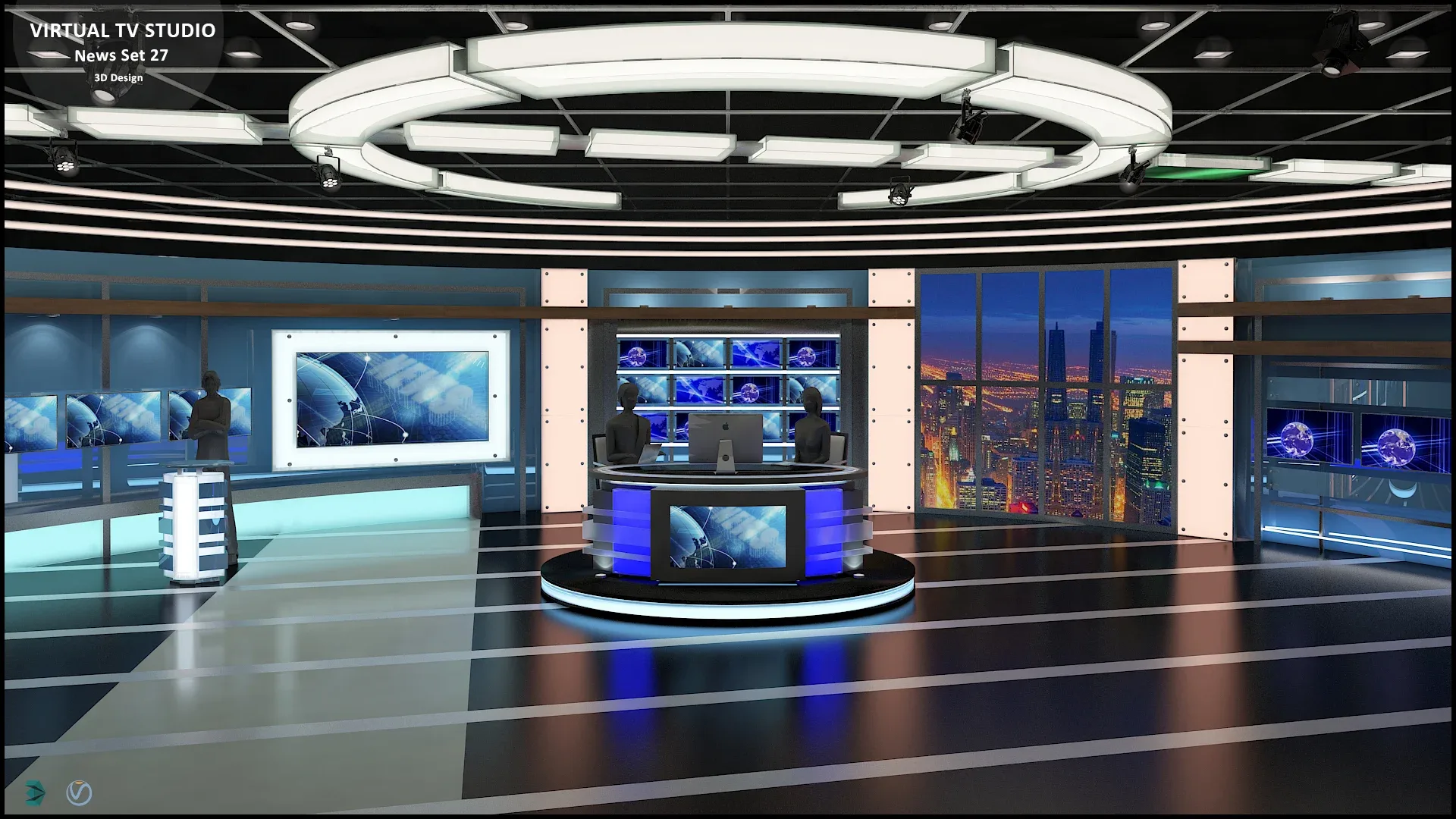 Virtual TV Studio News Set 27