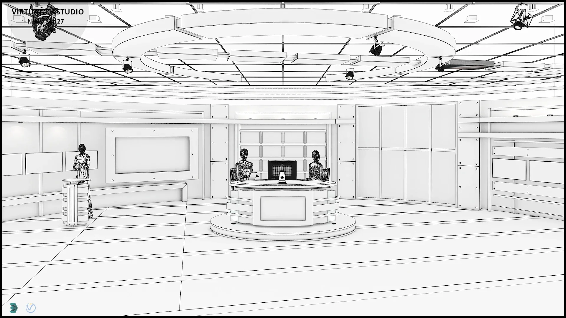 Virtual TV Studio News Set 27