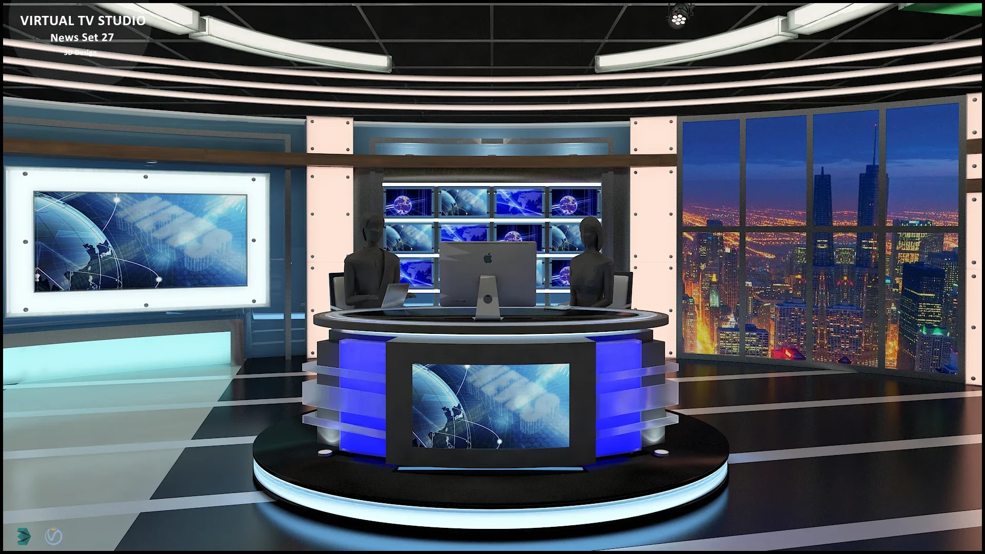 Virtual TV Studio News Set 27