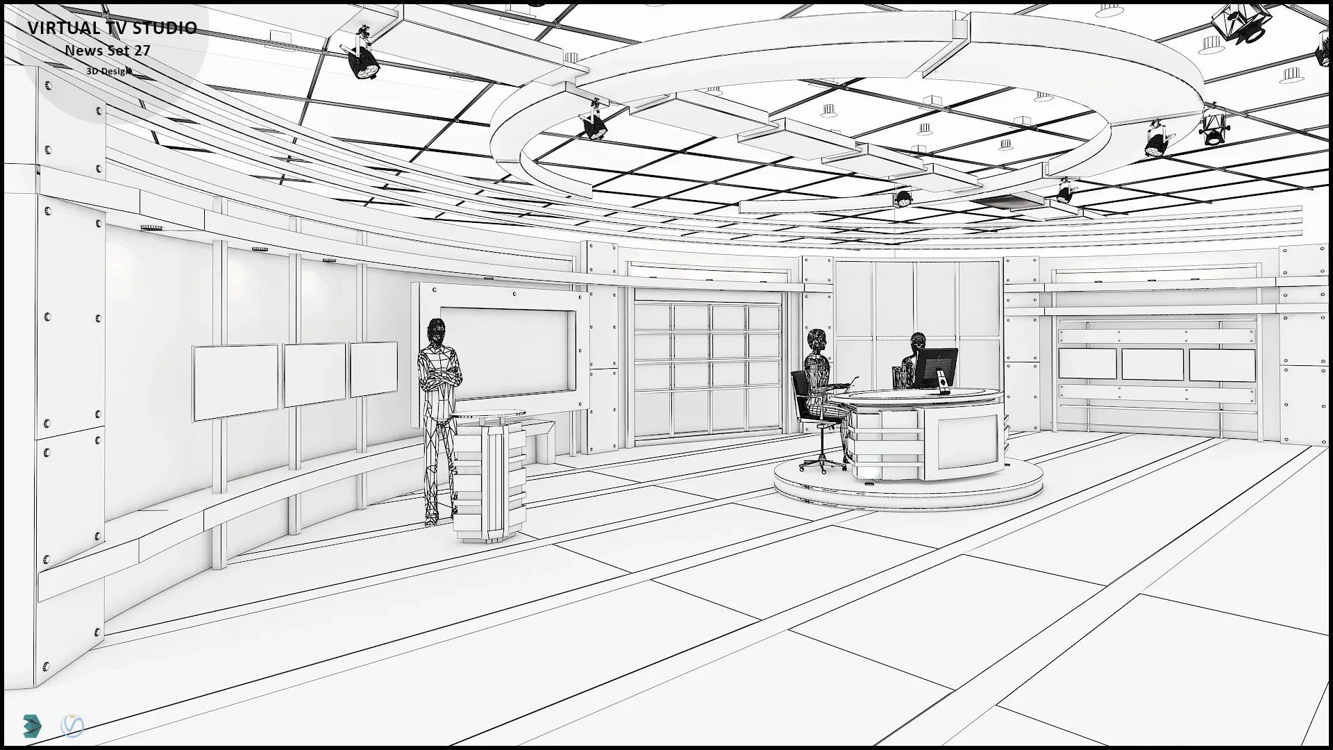 Virtual TV Studio News Set 27